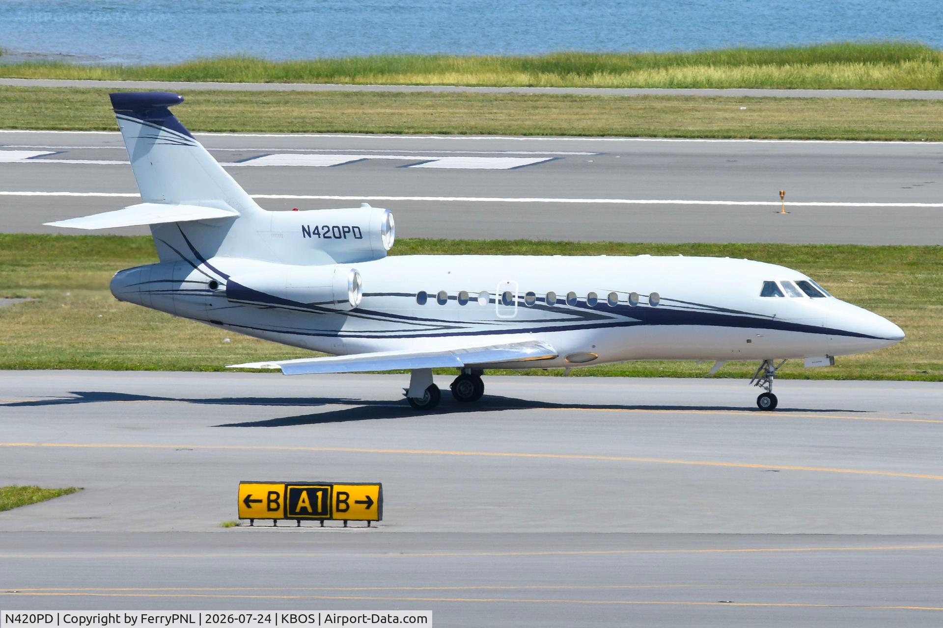 Aircraft N420PD, 2001 Dassault Falcon 900EX, c/n 84, KMS Air LLC DA900EX, at KBOS, photo by FerryPNL