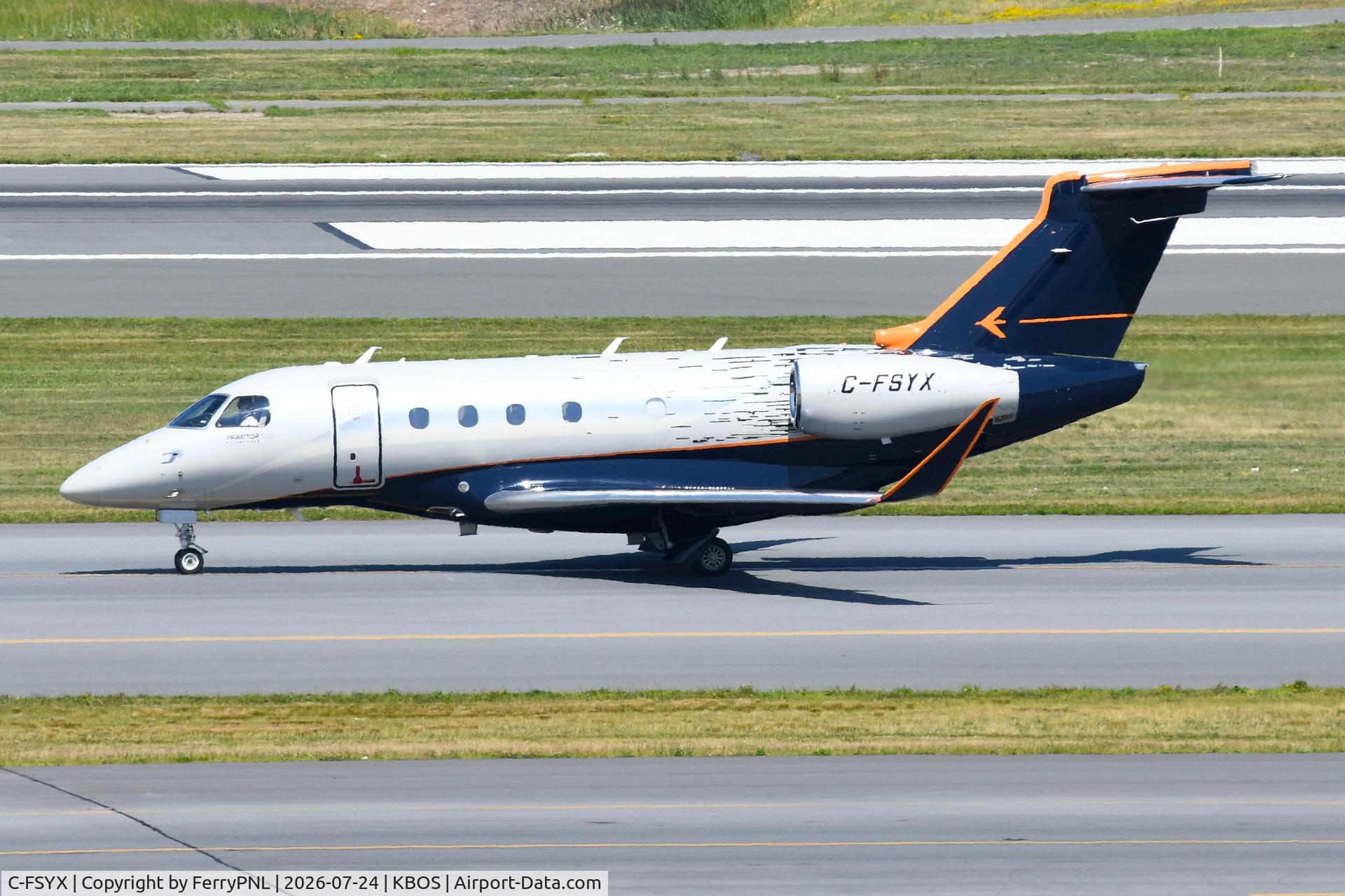 Aircraft C-FSYX, 2018 Embraer EMB-545 Praetor 500, c/n 55010044, Airsprint EMB545 Praetor 500, at KBOS, photo by FerryPNL