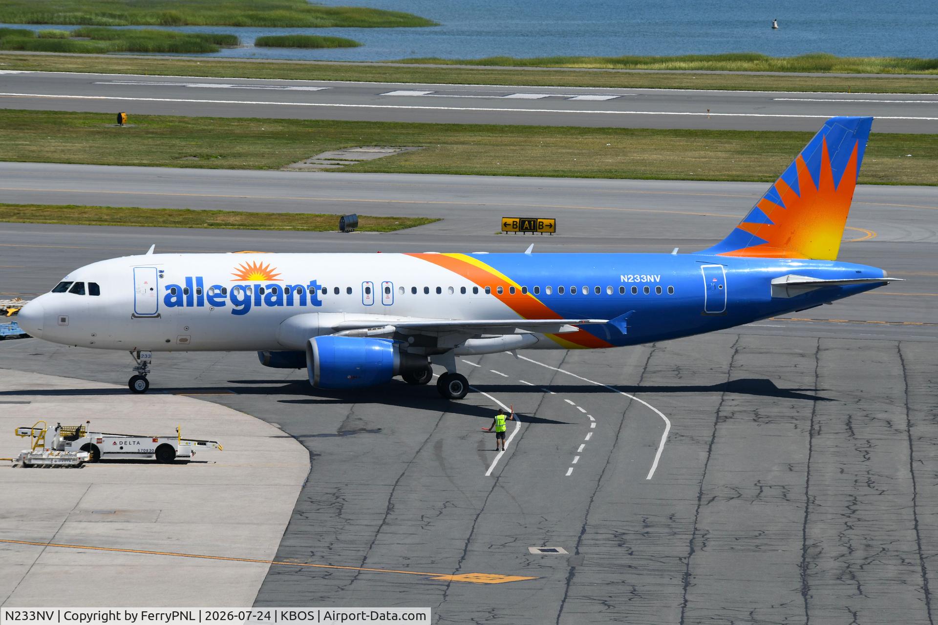 Aircraft N233NV, 2003 Airbus A320-214, c/n 2001, Arrival of Allegiant A320, at KBOS, photo by FerryPNL
