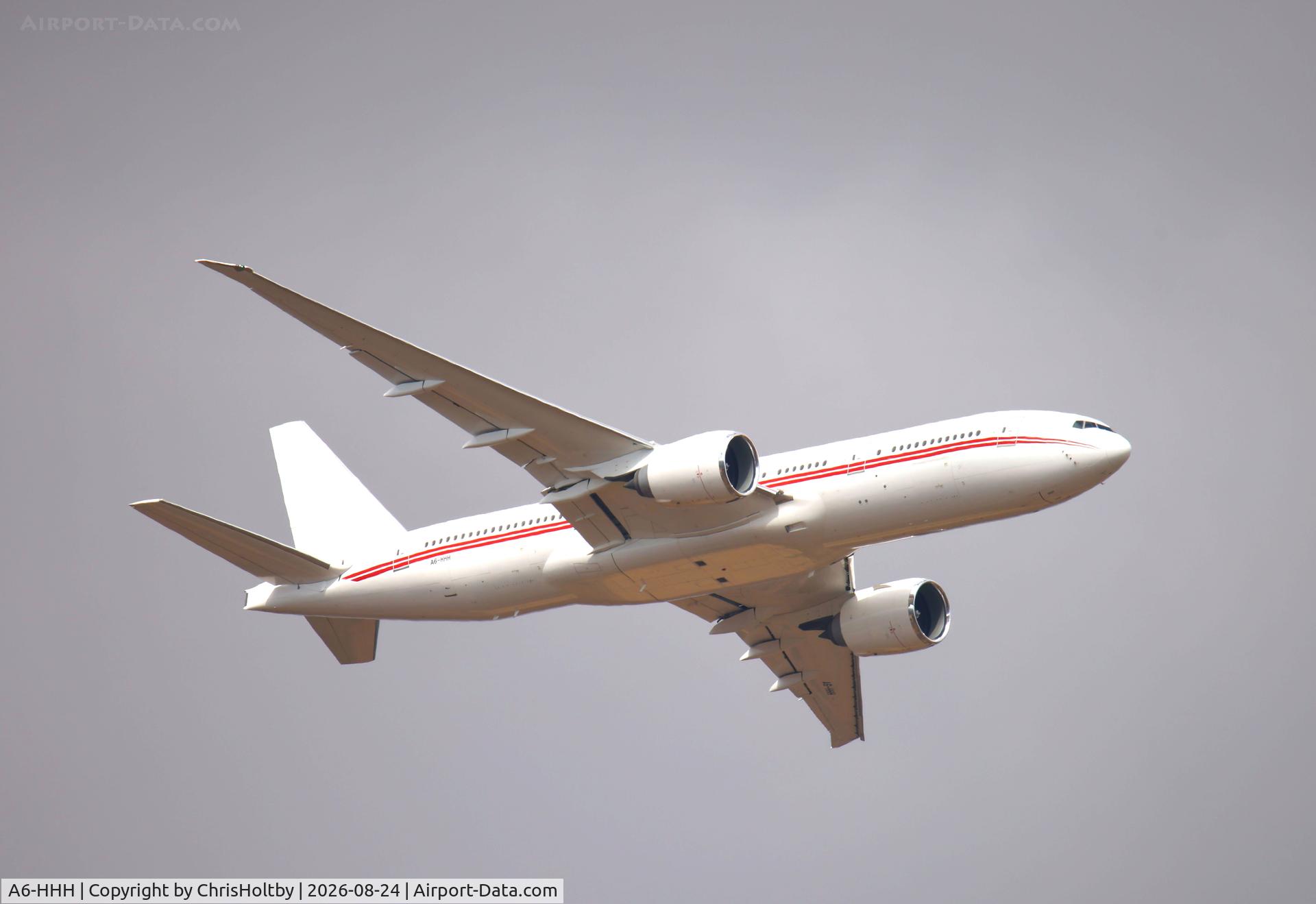 Aircraft A6-HHH, 2011 Boeing 777-29MLR, c/n 40955 l/n 952, Over Amwell, Herts approaching Stansted Airport, Essex, photo by ChrisHoltby