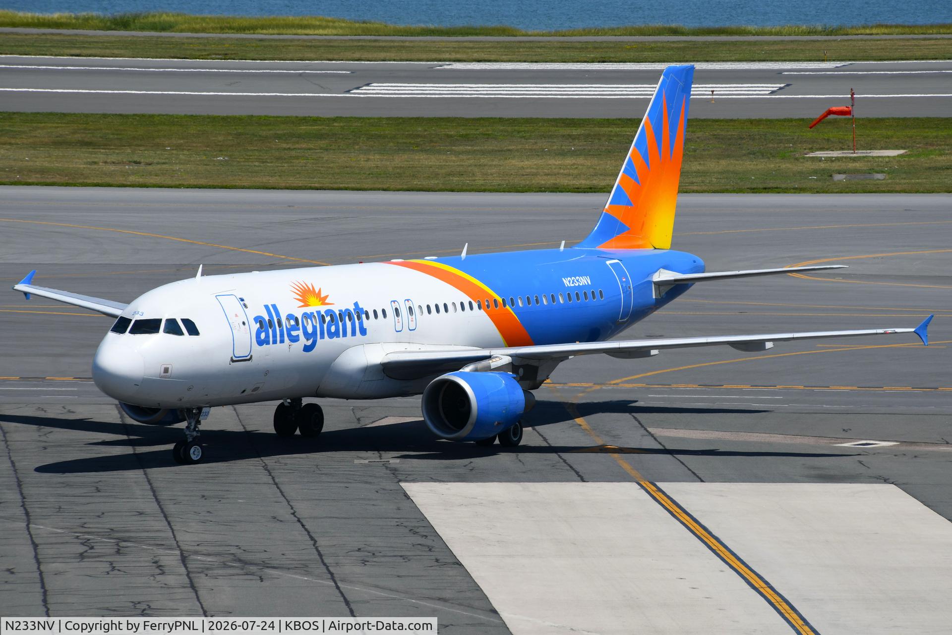 Aircraft N233NV, 2003 Airbus A320-214, c/n 2001, Allegiant A320, at KBOS, photo by FerryPNL