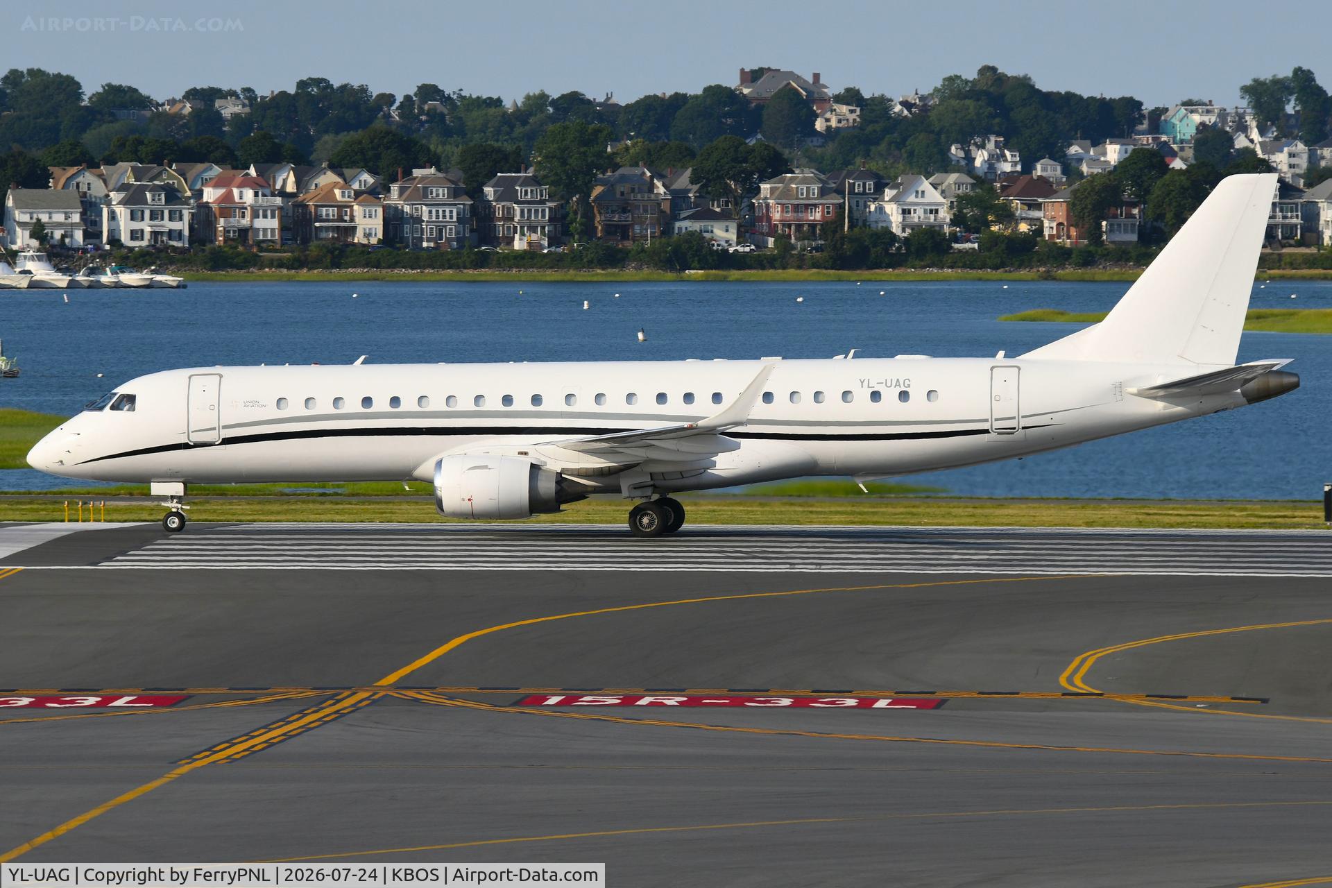 Aircraft YL-UAG, 2014 Embraer ERJ-190-100ECJ Lineage 1000, c/n 19000362, Union Aviation ERJ190L arriving from LBG, at KBOS, photo by FerryPNL