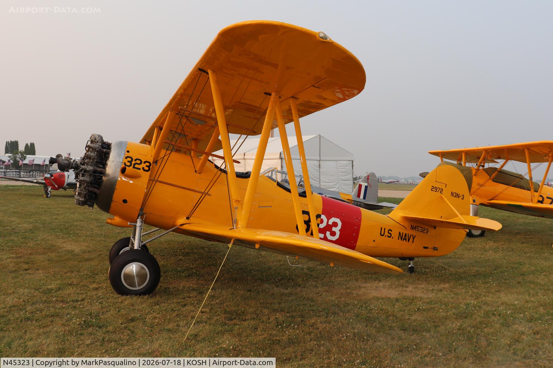 Aircraft N45323, 1941 Naval Aircraft Factory N3N-3, c/n 2972, Naval Aircraft Factory N3N-3, at KOSH, photo by MarkPasqualino