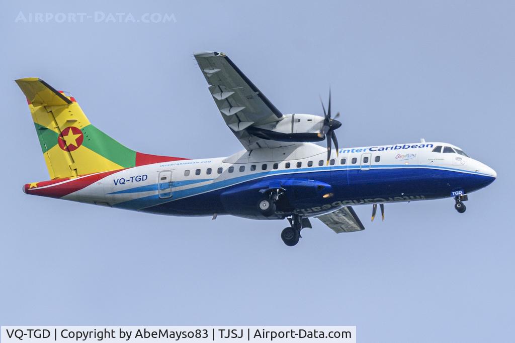Aircraft VQ-TGD, 1998 ATR 42-500, c/n 596, Landing on runway 10, at TJSJ, photo by AbeMayso83