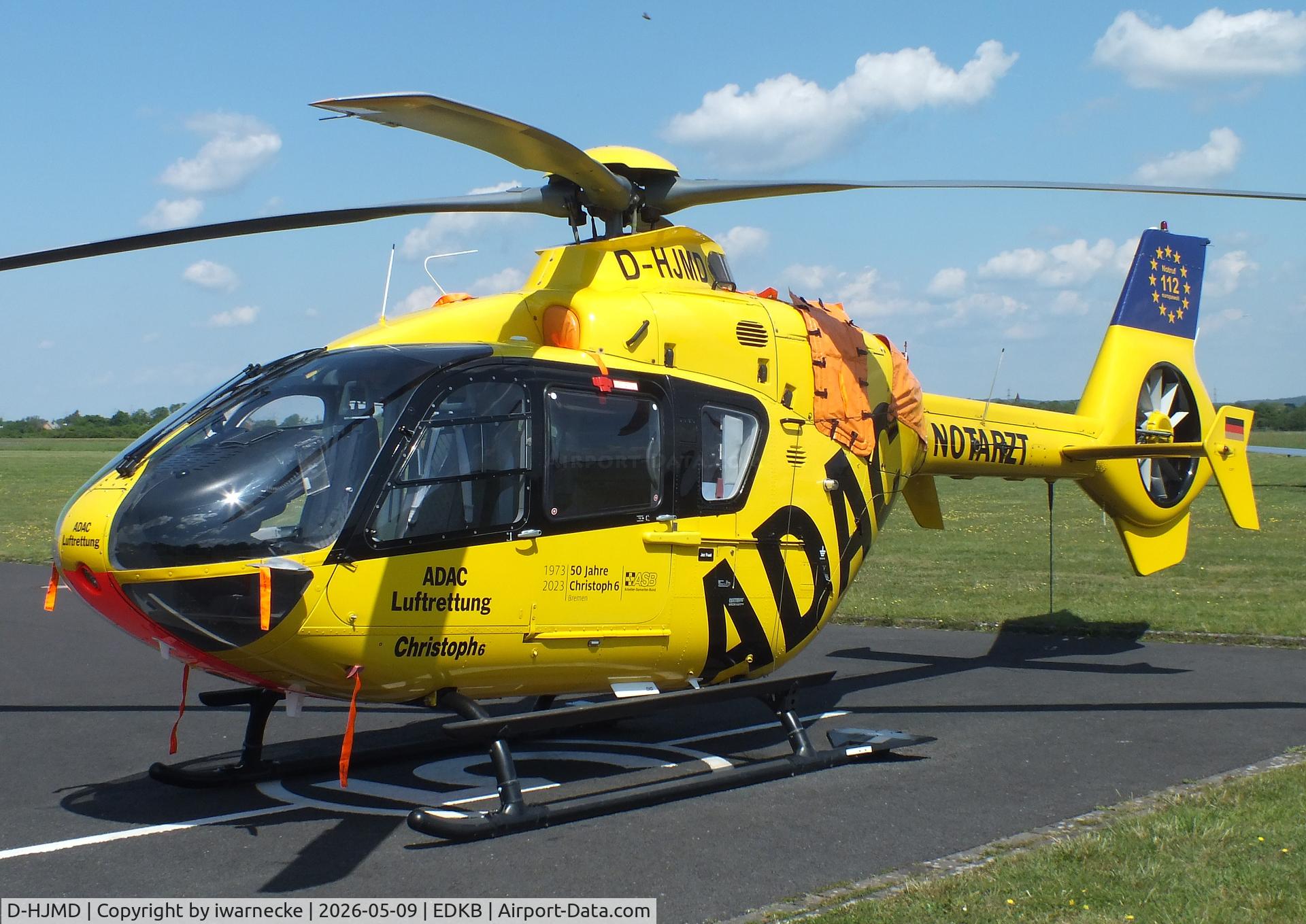 Aircraft D-HJMD, Eurocopter EC-135P-2, c/n 0463, Airbus Helicopters EC135P-2 'Christoph 6' EMS-helicopter of ADAC Luftrettung at Bonn-Hangelar airfield '2605, at EDKB, photo by iwarnecke