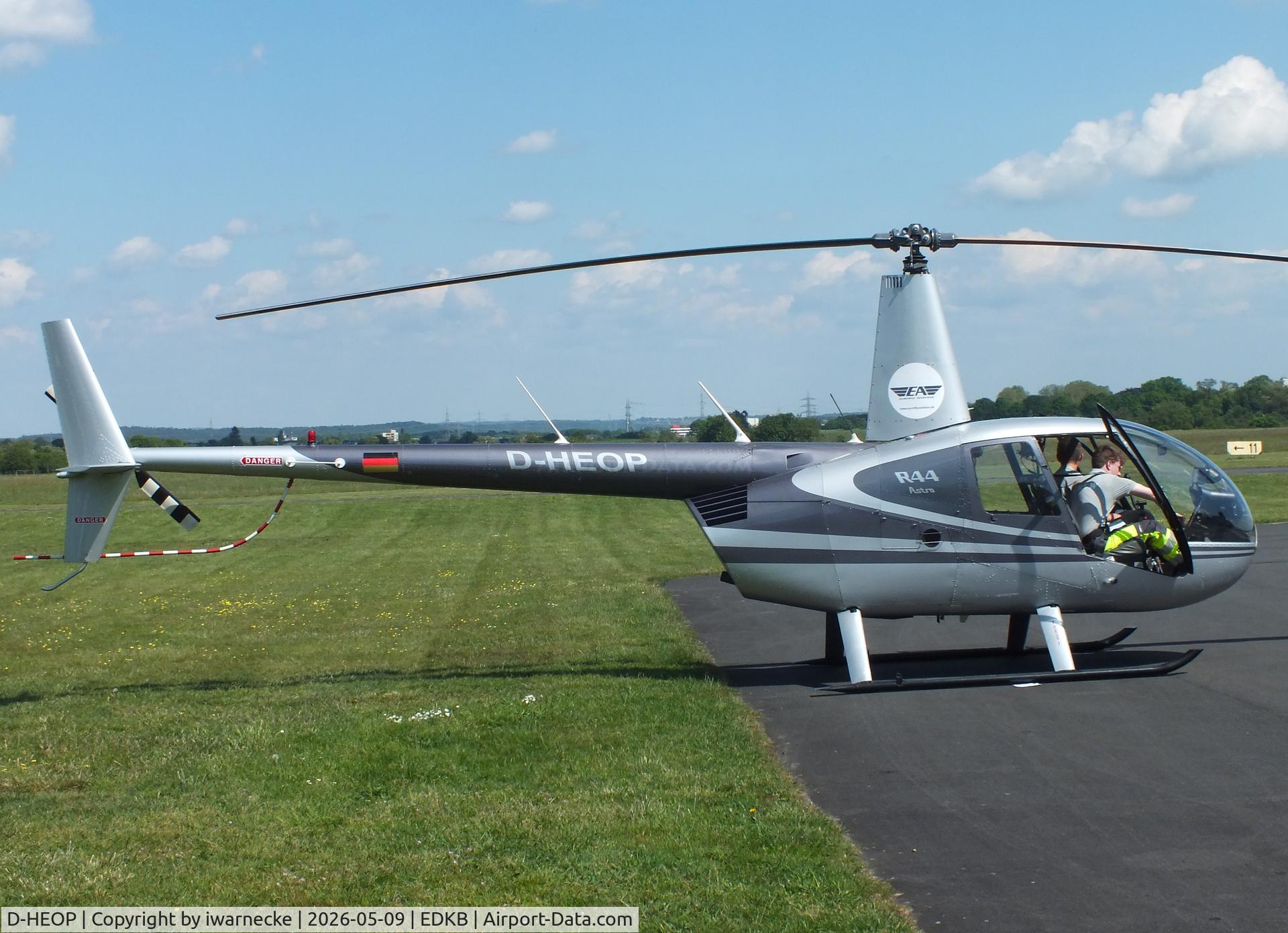 Aircraft D-HEOP, Robinson R44, c/n 0008, Robinson R44 Astro at Bonn-Hangelar airfield '2605, at EDKB, photo by iwarnecke