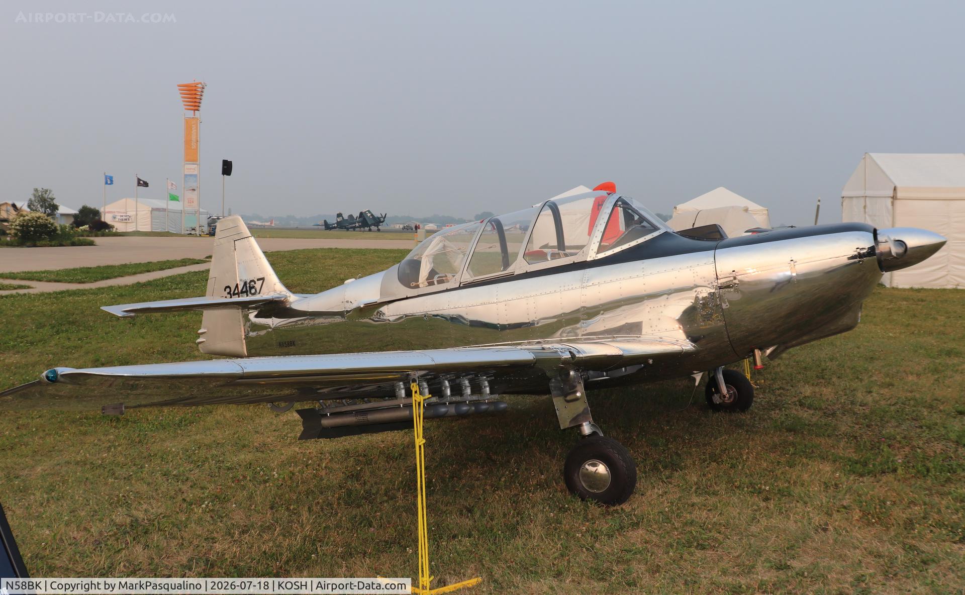 Aircraft N58BK, Temco T-35A Buckaroo (TE-1B), c/n TE-6017, Temco T-35A, at KOSH, photo by MarkPasqualino