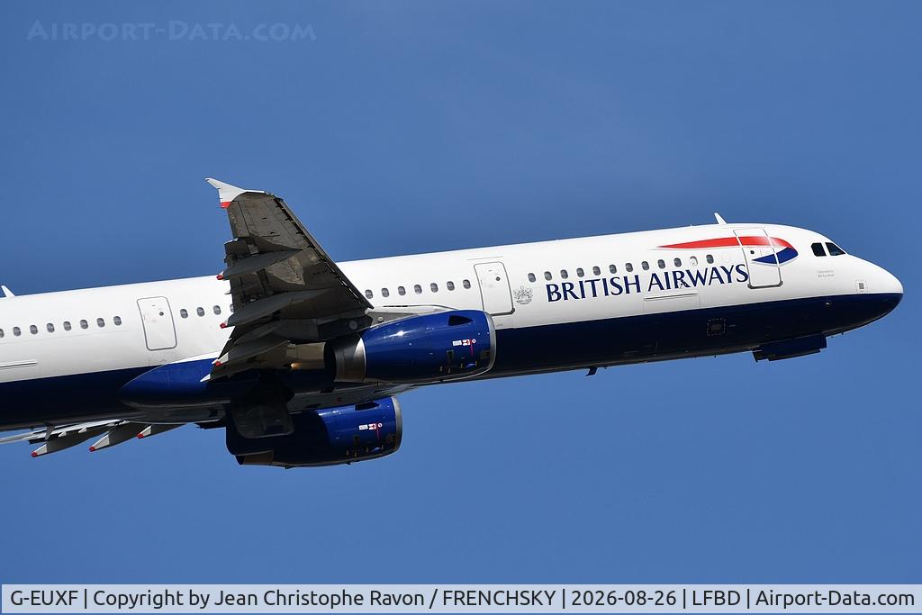 Aircraft G-EUXF, 2004 Airbus A321-231, c/n 2324, Bordeaux (BOD) London (LGW) BA2571, at LFBD, photo by Jean Christophe Ravon / FRENCHSKY