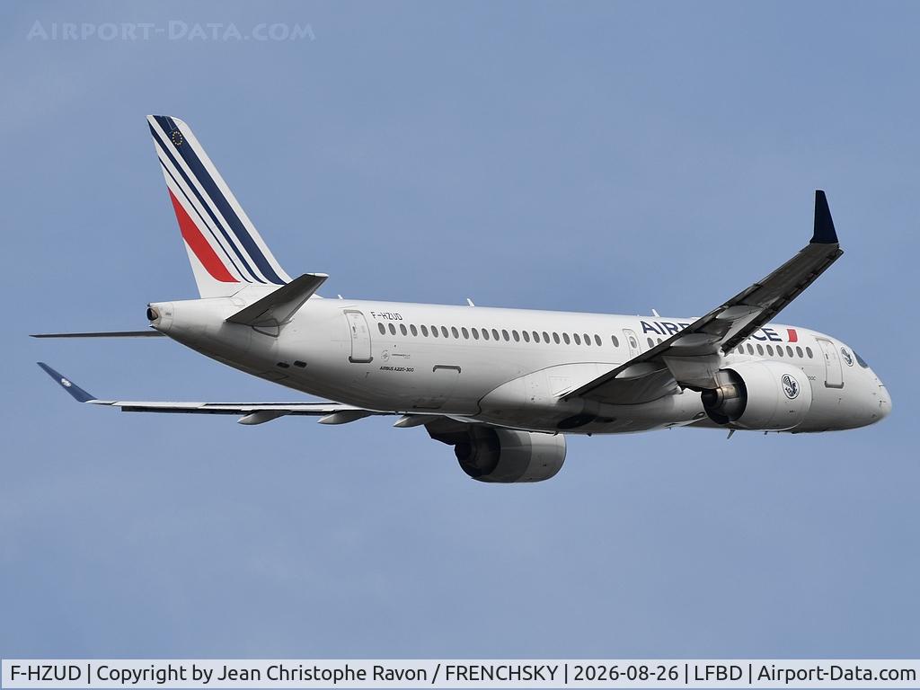 Aircraft F-HZUD, 2021 Airbus A220-300, c/n 55141, Bordeaux (BOD) Paris (CDG) AF7433, at LFBD, photo by Jean Christophe Ravon / FRENCHSKY