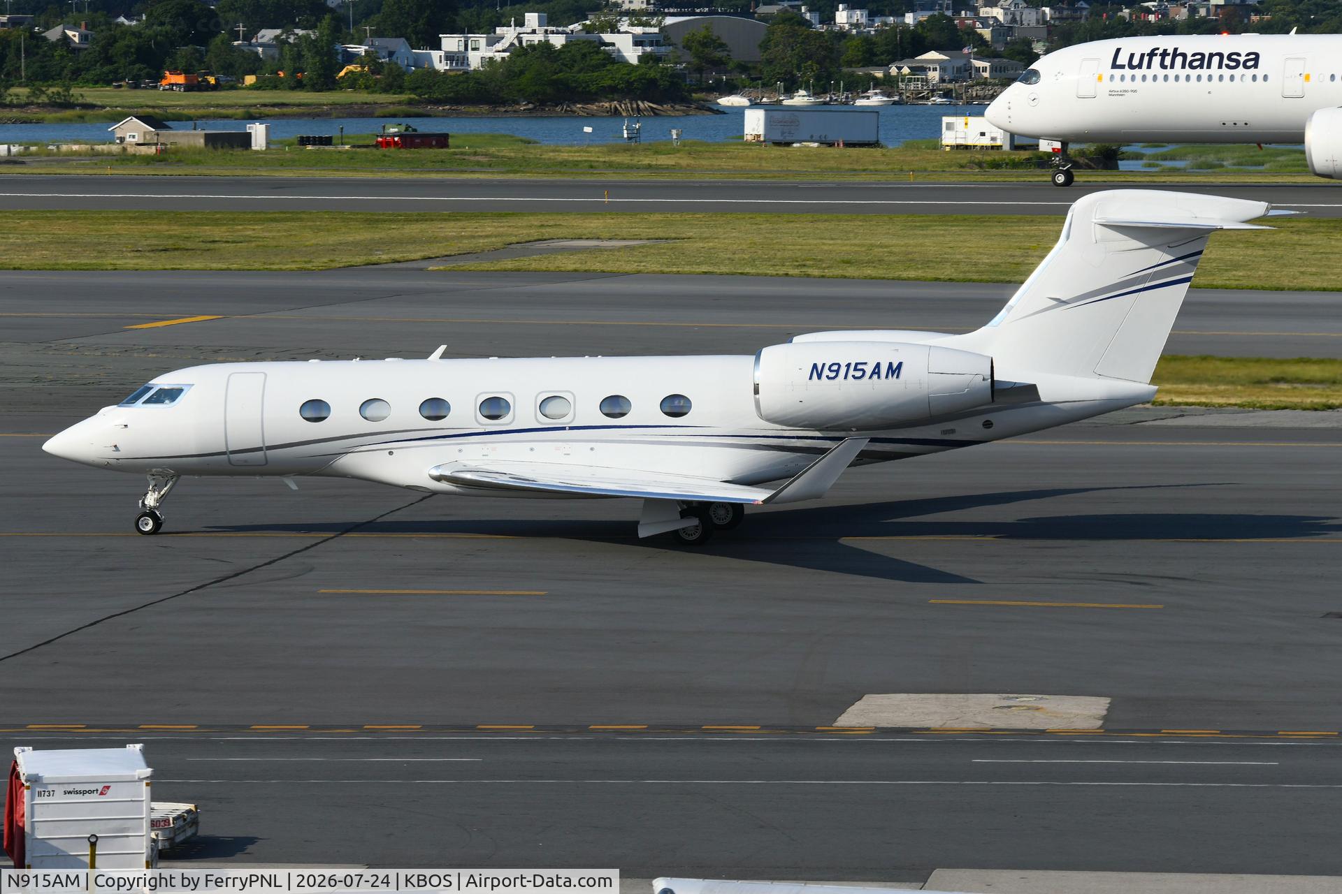 Aircraft N915AM, 2021 Gulfstream G500, c/n 72080, AM Aircraft Holdngs SA G500, at KBOS, photo by FerryPNL