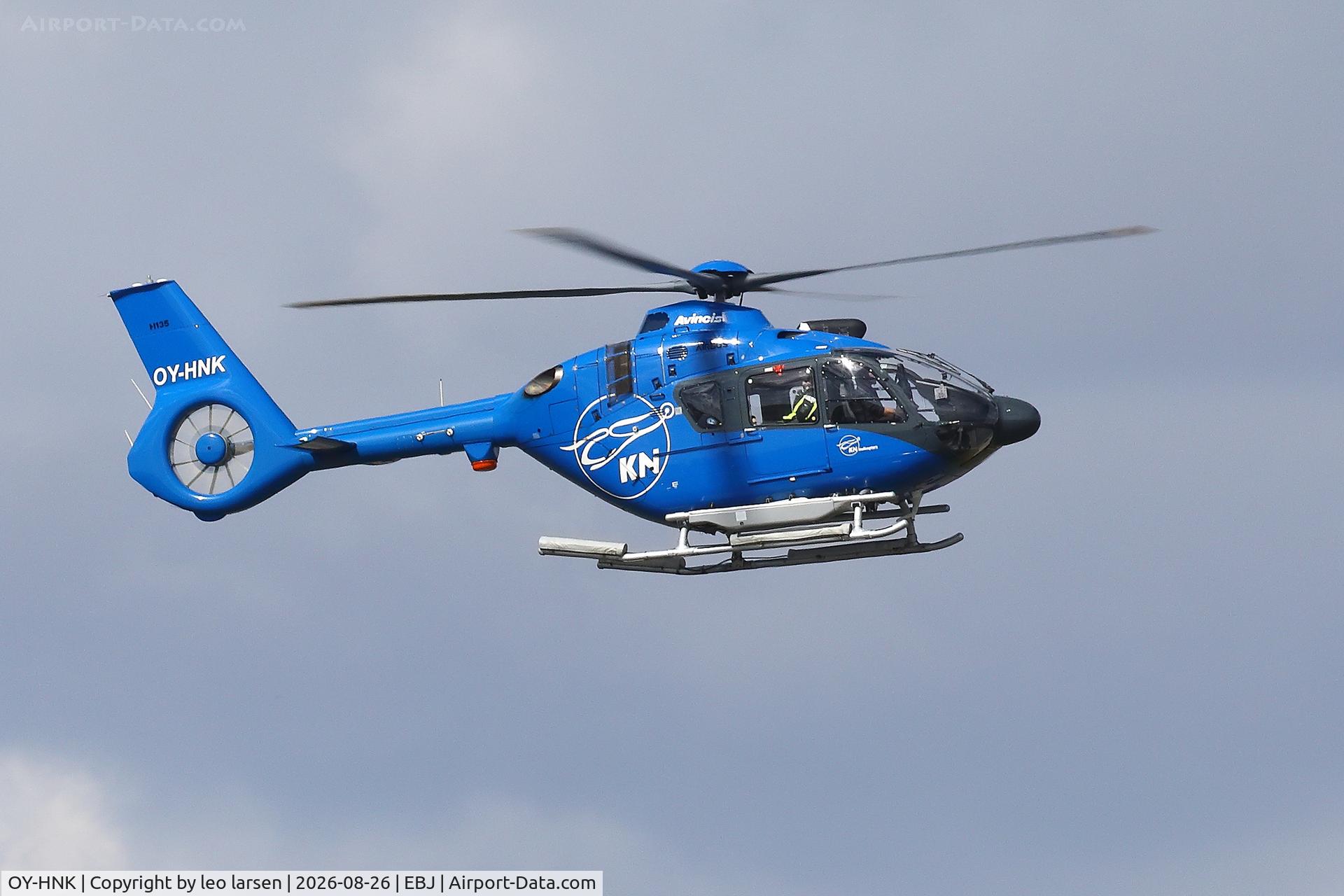 Aircraft OY-HNK, 2018 Airbus Helicopters EC-135T-3, c/n 2058, Esbjerg 26.8.2026, at EBJ, photo by leo larsen