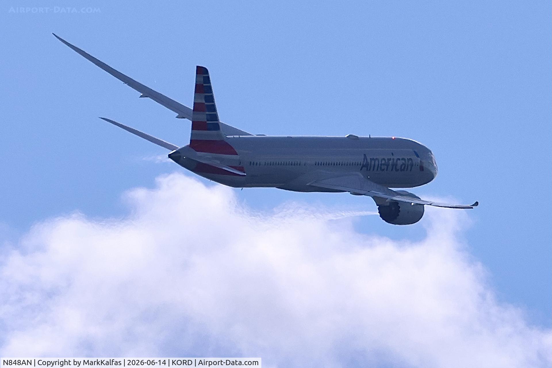 Aircraft N848AN, 2025 Boeing 787-9 Dreamliner Dreamliner, c/n 66013 l/n 1221, B789 American Boeing 787-9 Dreamliner N848AN departing 28R KORD, at KORD, photo by MarkKalfas