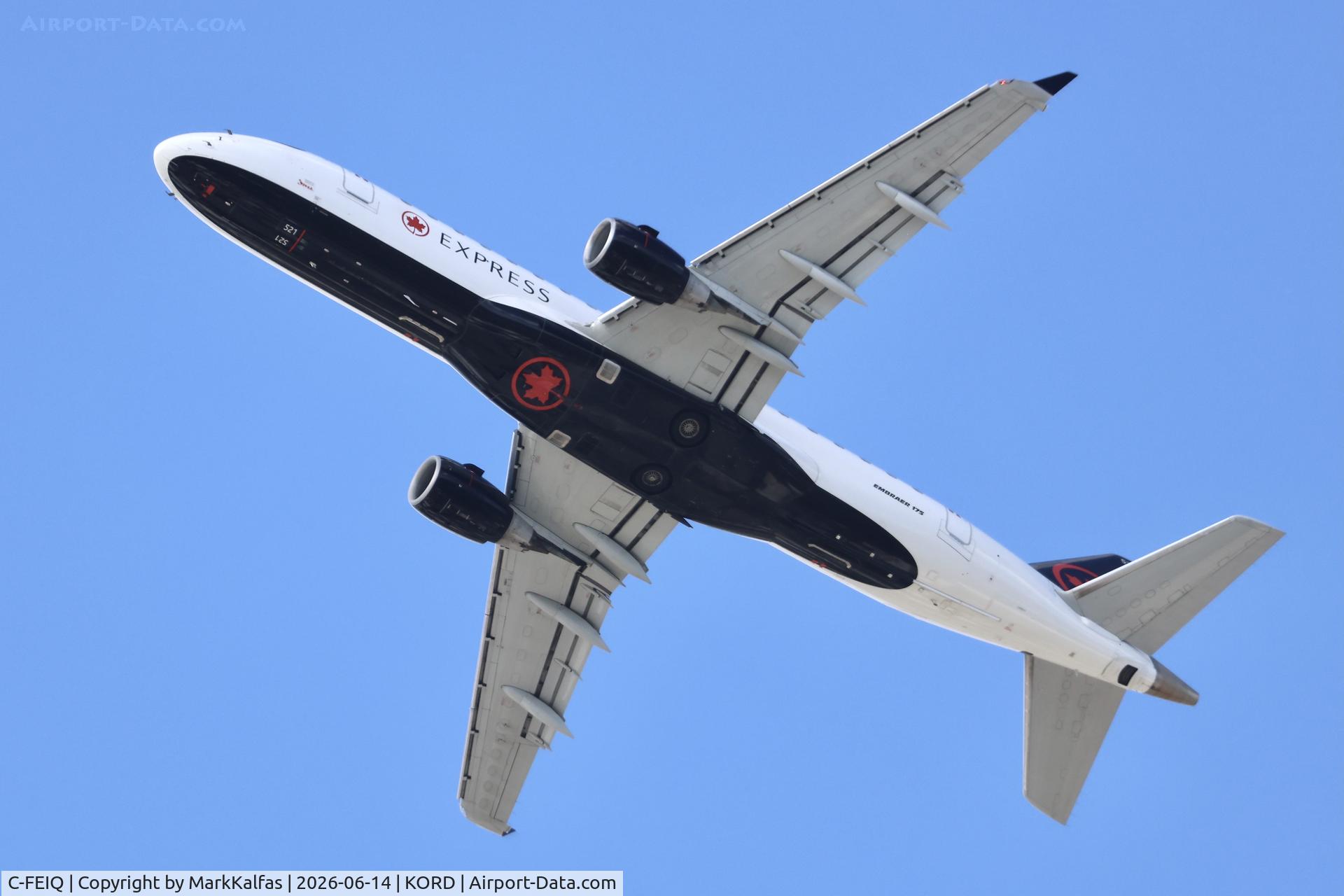 Aircraft C-FEIQ, 2005 Embraer 175SU (ERJ-170-200SU), c/n 17000083, E175 JAZZ/Air Canada Express Embraer 175SU C-FEIQ departing 28R KORD, at KORD, photo by MarkKalfas