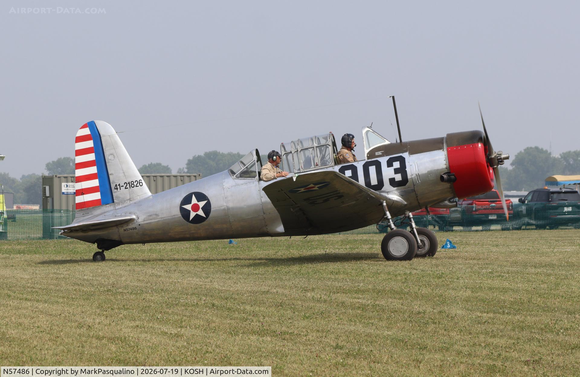 Aircraft N57486, 1942 Consolidated Vultee BT-13A Valiant, c/n 5665, Vultee BT-13A, at KOSH, photo by MarkPasqualino