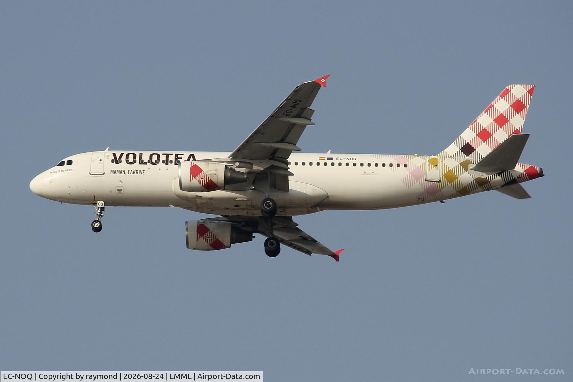 Aircraft EC-NOQ, 2009 Airbus A320-216, c/n 3765, Airbus A320-216 reg EC-NOQ of Volotea on approach RW3 MLA., at LMML, photo by raymond