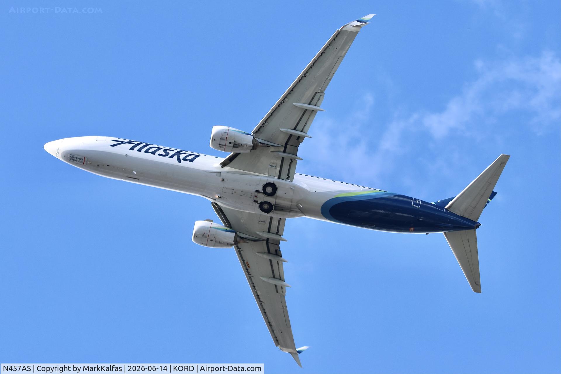 Aircraft N457AS, 2014 Boeing 737-900/ER, c/n 36355, B739 Alaska Boeing 737-900/ER N457AS departing 28R KORD, at KORD, photo by MarkKalfas