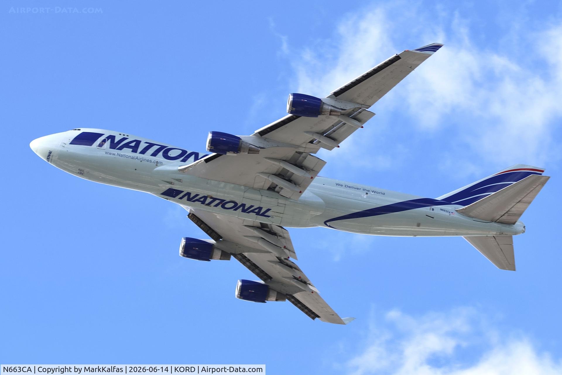 Aircraft N663CA, 2008 Boeing 747-4HAERF, c/n 35237 l/n 1402, B744 National Airlines Boeing 747-4HAERF N463CA departing 28R KORD, at KORD, photo by MarkKalfas