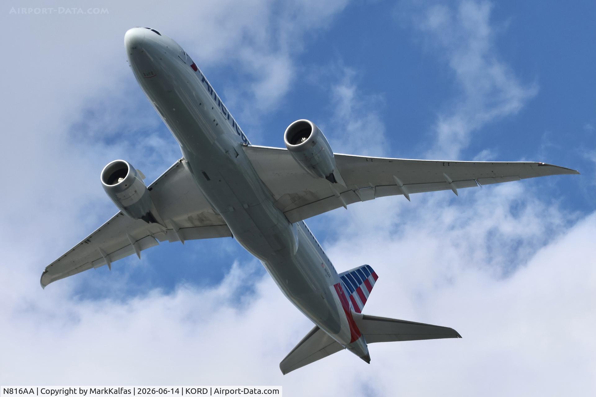 Aircraft N816AA, 2016 Boeing 787-8 Dreamliner Dreamliner, c/n 40634 l/n 429, B788 American Boeing 787-8 Dreamliner N816AA departing 28L KORD, at KORD, photo by MarkKalfas