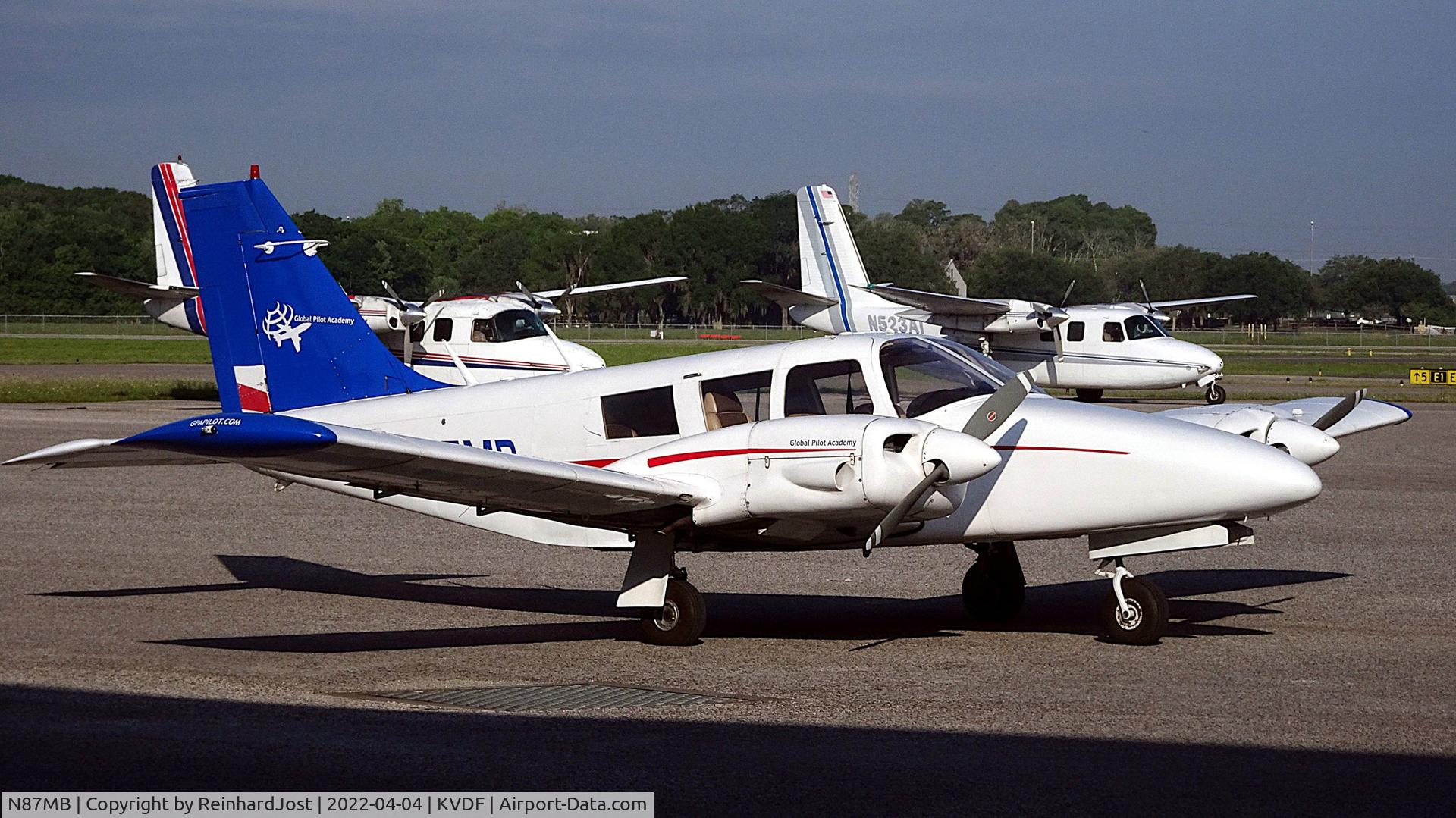Aircraft N87MB, 1972 Piper PA-34-200, c/n 34-7250070, Seneca with Global Pilot Academy titles at Tampa Executive, FL, at KVDF, photo by ReinhardJost