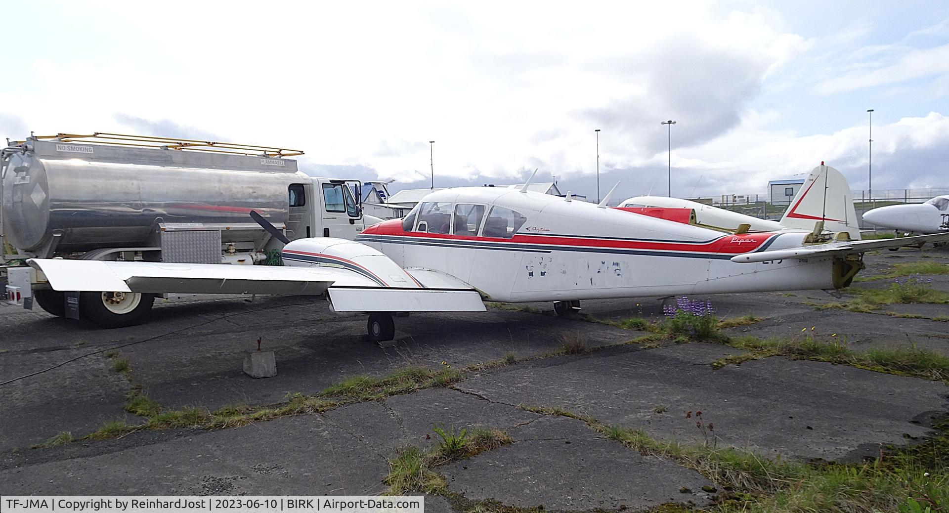 Aircraft TF-JMA, Piper PA-23-250 Aztec D, c/n 27-4146, Former Flugfélag Norðurlands - Norlandair Apache without parts of the tail at Reykjavik Domestic Airport, Iceland, at BIRK, photo by ReinhardJost