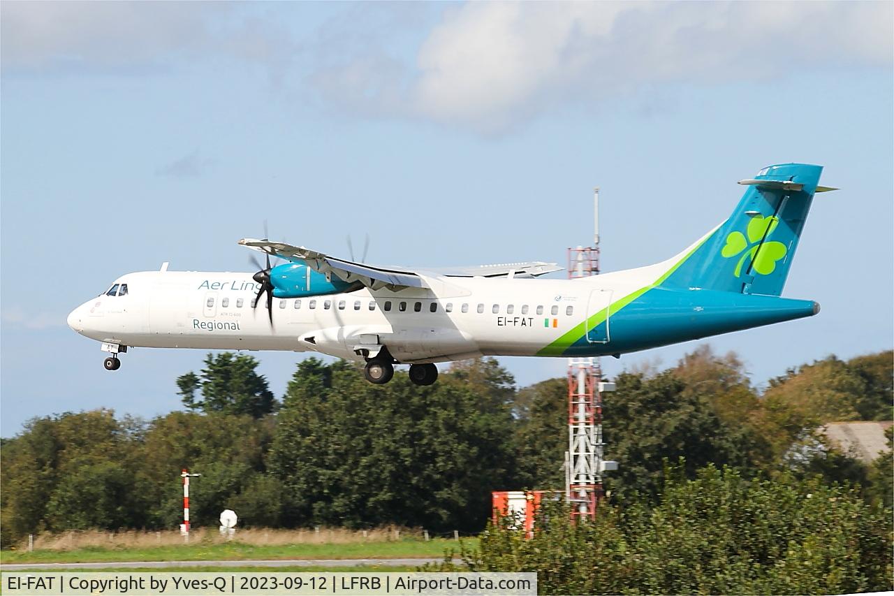 Aircraft EI-FAT, 2013 ATR 72-600 (72-212A), c/n 1097, ATR 42 600, Landing rwy 25L, Brest-Bretagne airport (LFRB-BES), at LFRB, photo by Yves-Q