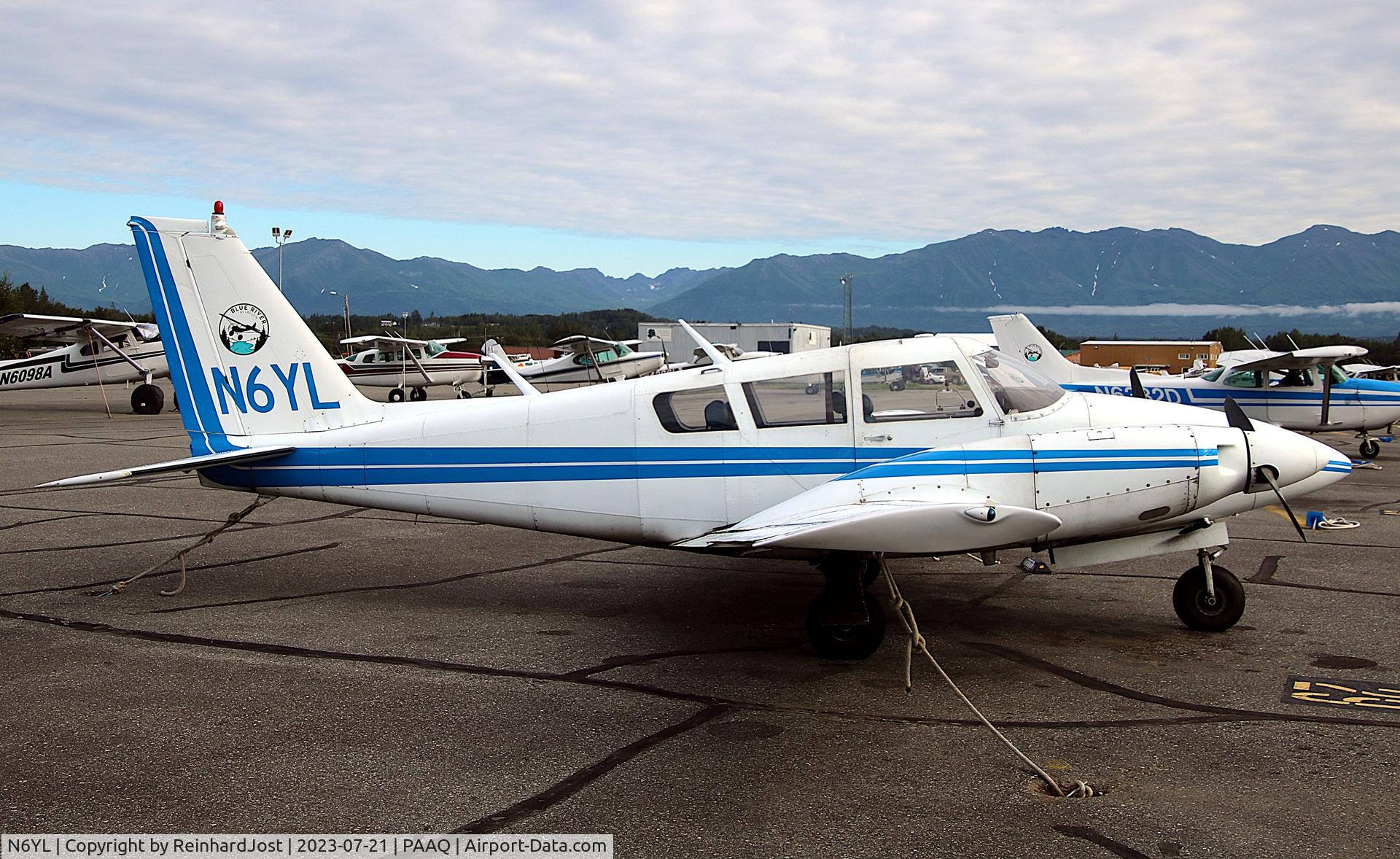 Aircraft N6YL, 1966 Piper PA-30-160 Twin Comanche Twin Comanche, c/n 30-1162, With Blue River titles at Palmer, AK, at PAAQ, photo by ReinhardJost