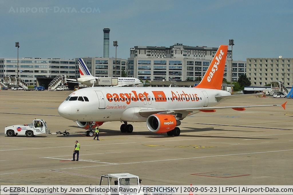 Aircraft G-EZBR, 2007 Airbus A319-111, c/n 3088, painted in "100th Airbus for EasyJet" special cs, at LFPG, photo by Jean Christophe Ravon / FRENCHSKY