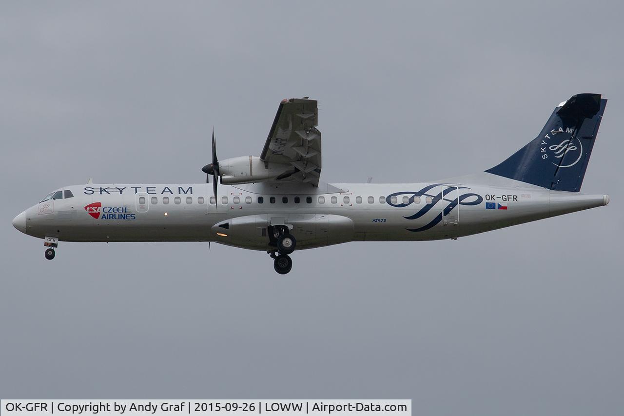 Aircraft OK-GFR, 2001 ATR 72-212A, c/n 681, CSA ATR72, at LOWW, photo by Andy Graf
