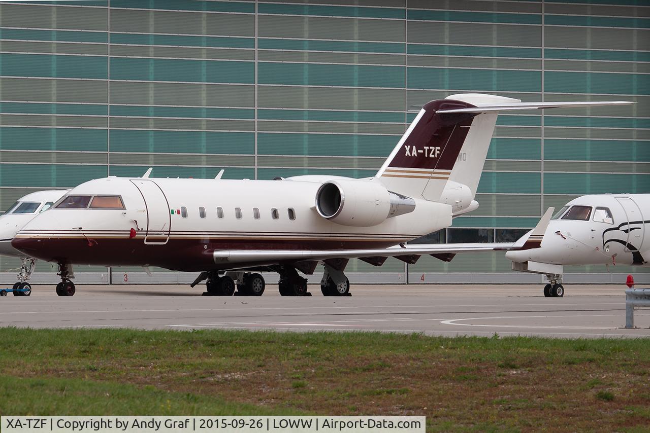 Aircraft XA-TZF, 2002 Bombardier Challenger 604 (CL-600-2B16), c/n 5527, Untitled CL604, at LOWW, photo by Andy Graf