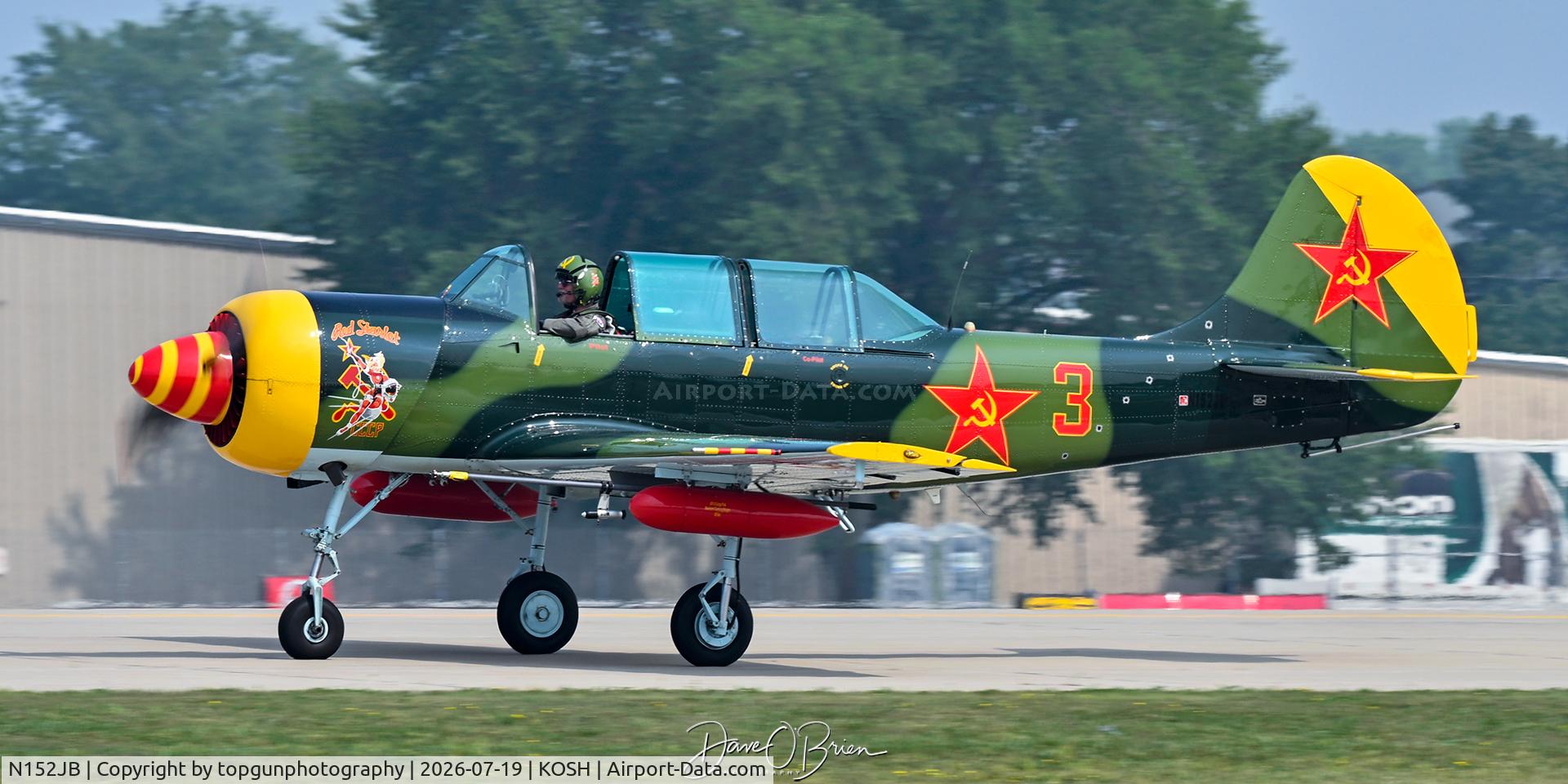 Aircraft N152JB, 1981 Yakovlev (Aerostar) Yak-52, c/n 811403, Oshkosh 26, at KOSH, photo by topgunphotography