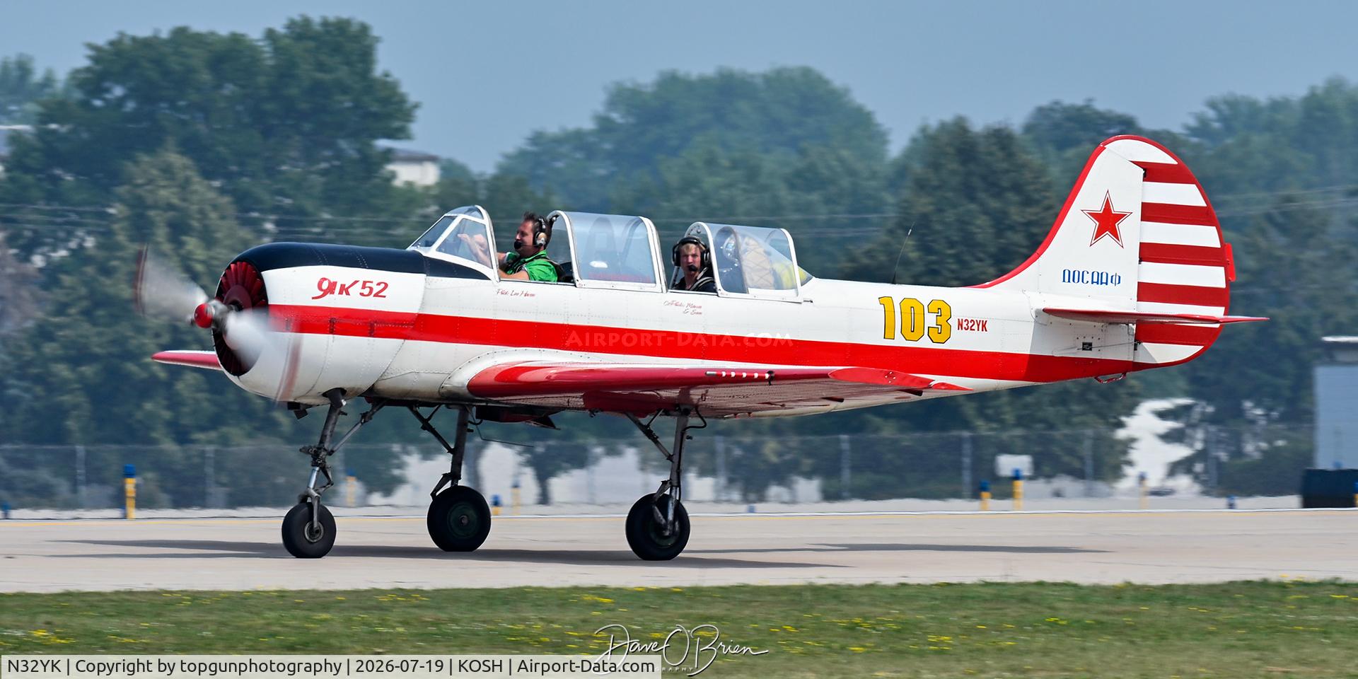 Aircraft N32YK, 1986 Yakovlev Yak-52, c/n 866907, Oshkosh 26, at KOSH, photo by topgunphotography