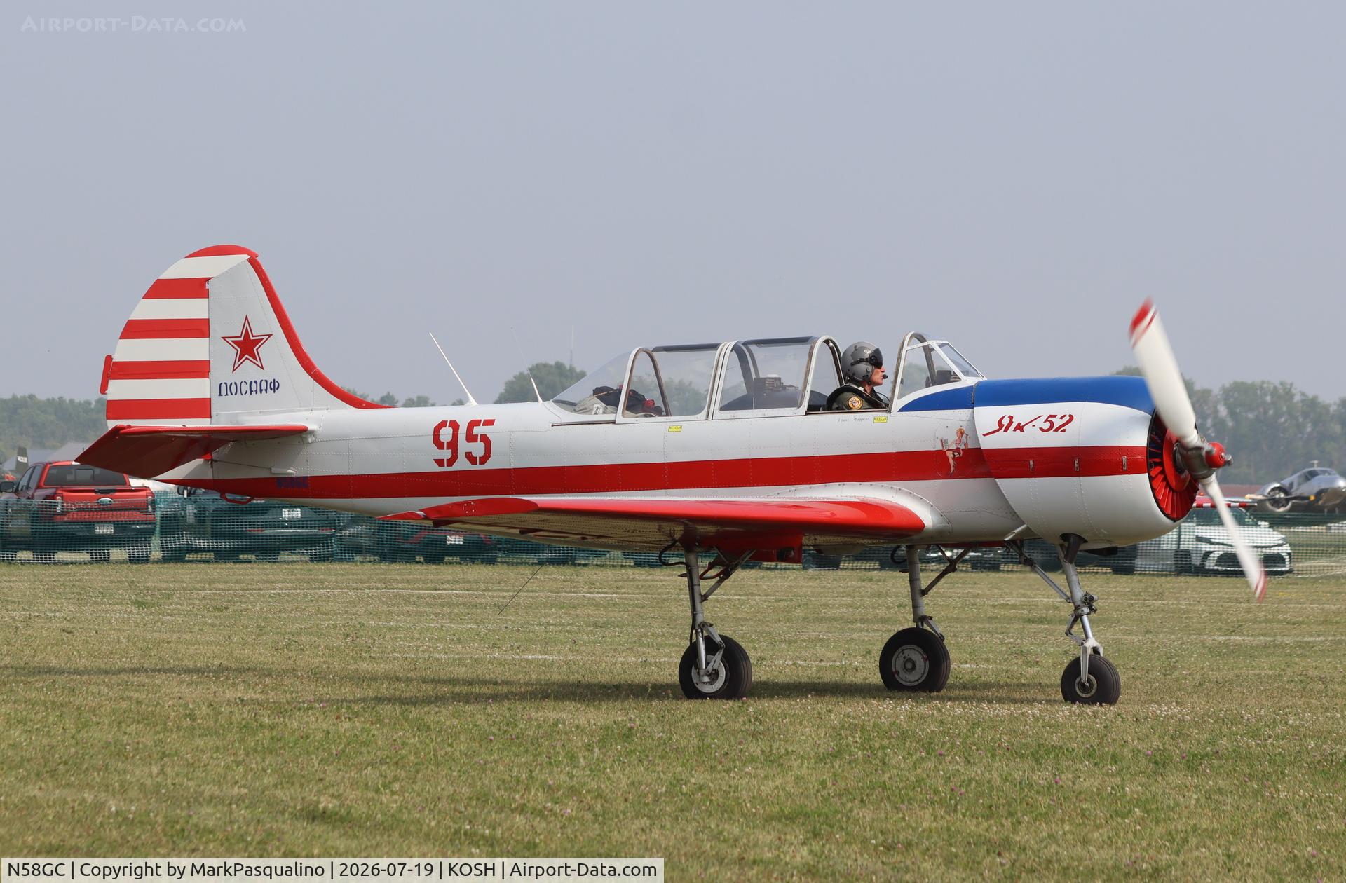 Aircraft N58GC, 1983 Yakovlev Yak-52, c/n 833511, Yakovlev YaK-52, at KOSH, photo by MarkPasqualino