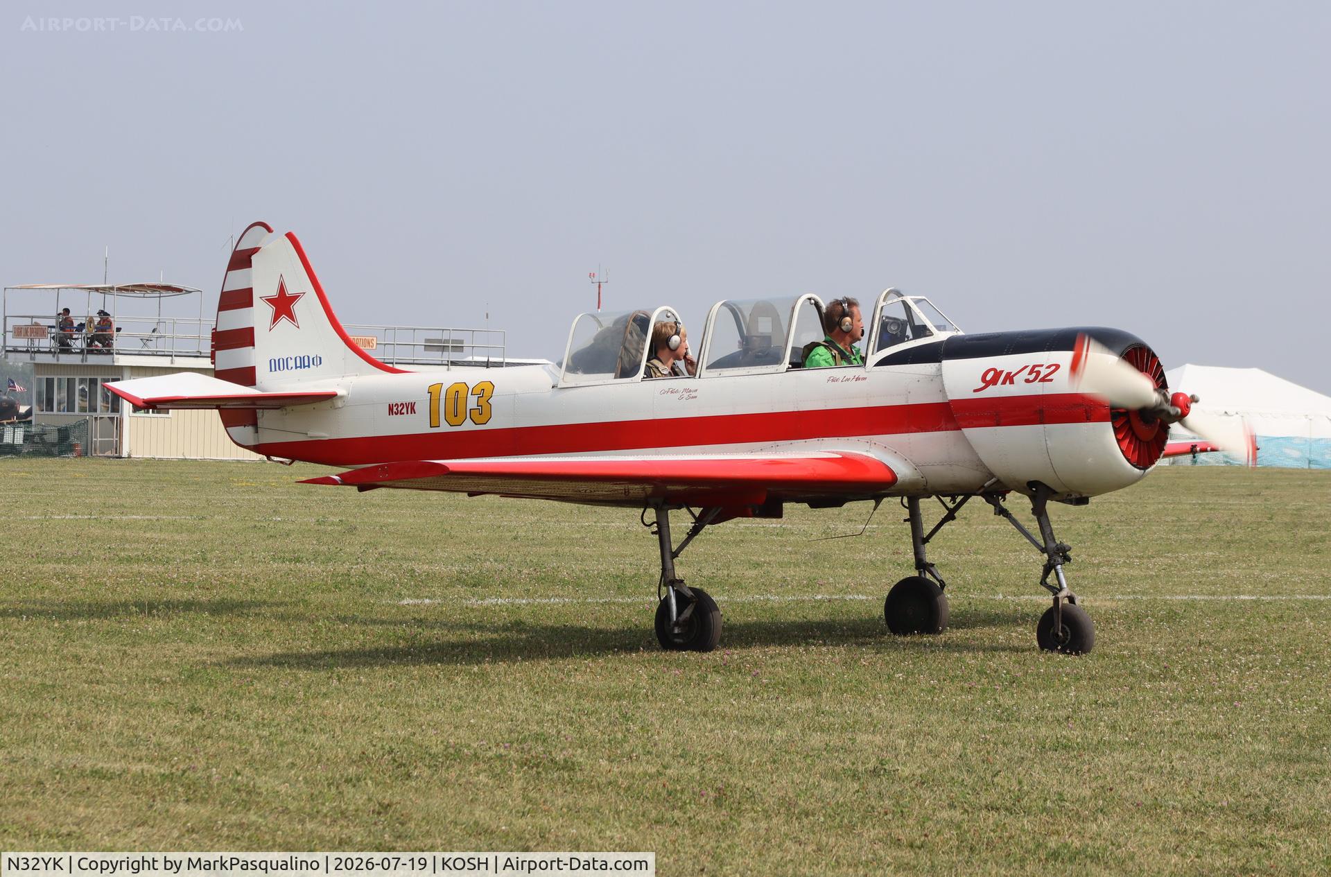 Aircraft N32YK, 1986 Yakovlev Yak-52, c/n 866907, Yakovlev Yak-52, at KOSH, photo by MarkPasqualino