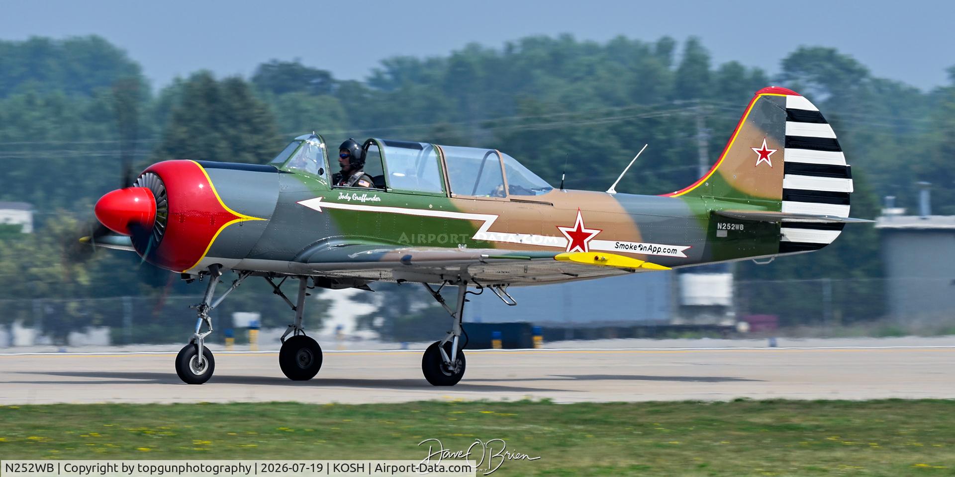 Aircraft N252WB, 2000 Yakovlev (Aerostar) Yak-52W, c/n 0012212, Oshkosh 26, at KOSH, photo by topgunphotography