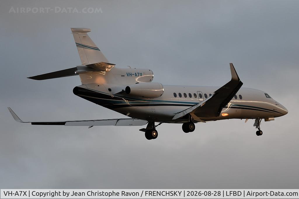 Aircraft VH-A7X, 2013 Dassault Aviation FALCON 7X EASy, c/n 202, Landing runway 23 from Bradley International Airport Windsor Locks (KBDL) Connecticut, at LFBD, photo by Jean Christophe Ravon / FRENCHSKY