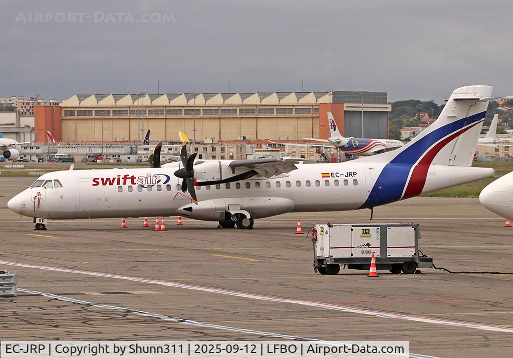 Aircraft EC-JRP, 1995 ATR 72-212, c/n 446, Parked at the Cargo apron..., at LFBO, photo by Shunn311