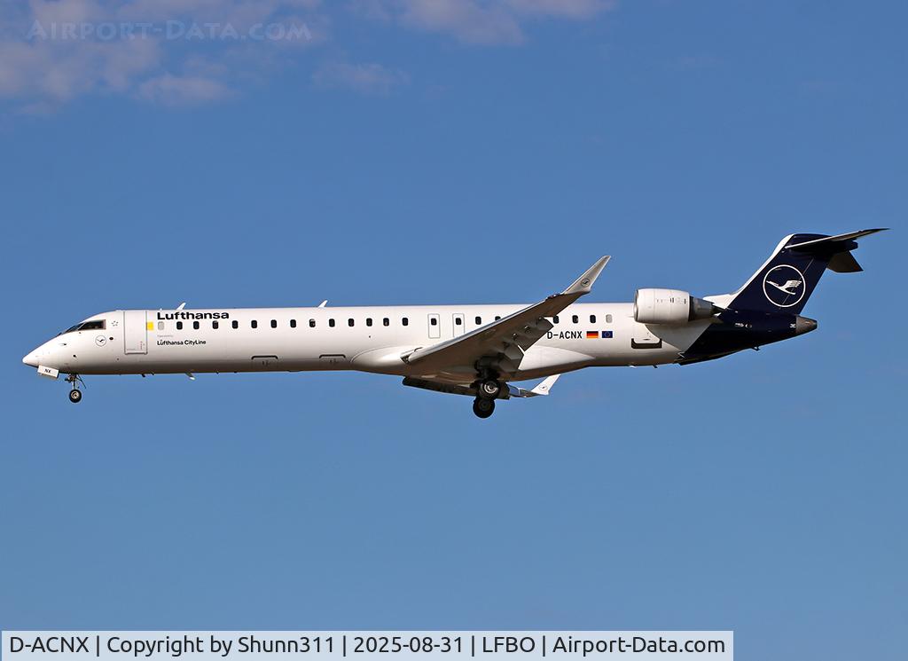 Aircraft D-ACNX, 2011 Bombardier CRJ-900 NG (CL-600-2D24), c/n 15270, Landing rwy 32L... New c/s, at LFBO, photo by Shunn311
