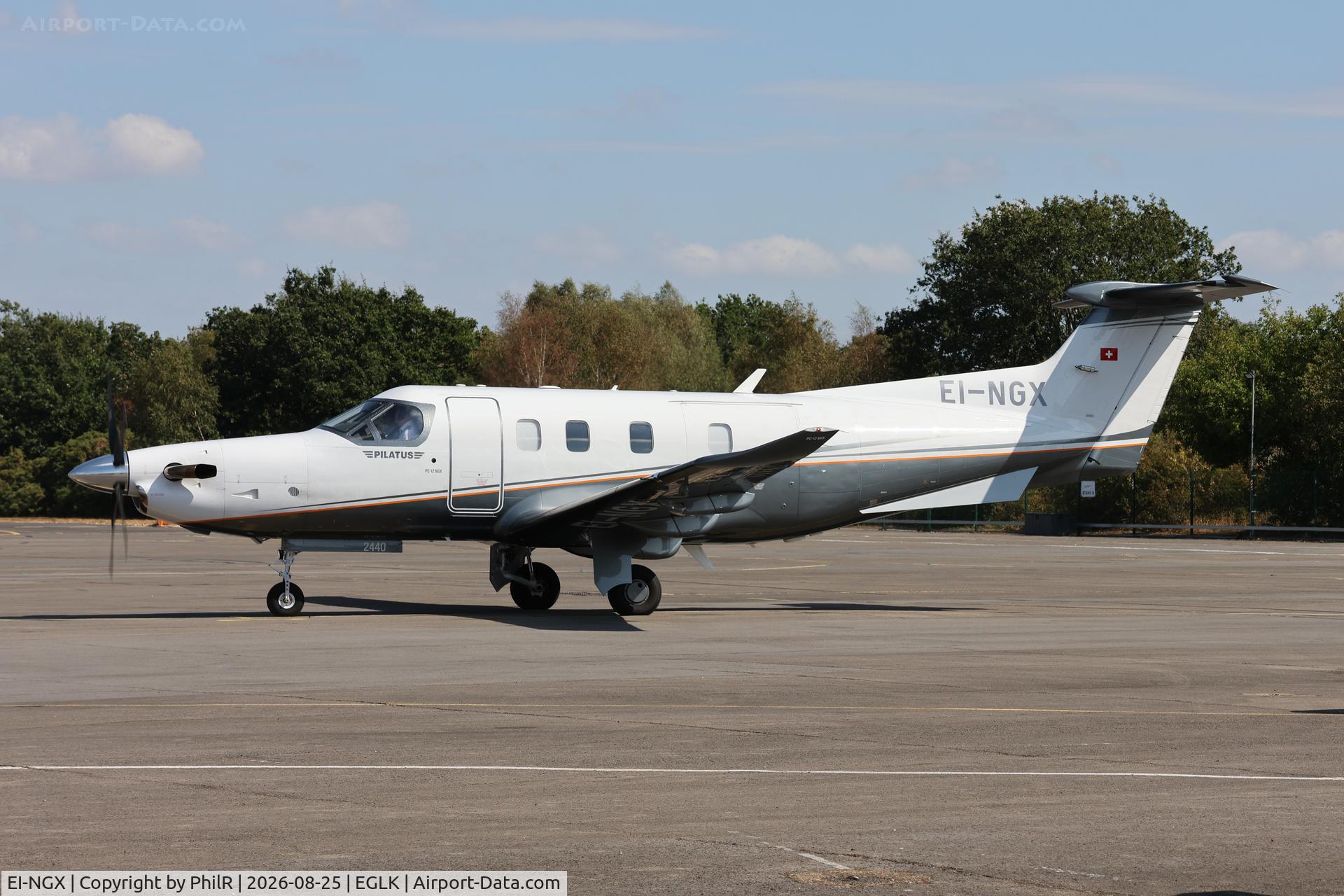 Aircraft EI-NGX, 2024 Pilatus PC-12NGX, c/n 2440, EI-NGX 2025 Pilatus PC-12-47E NGX Blackbushe, at EGLK, photo by PhilR