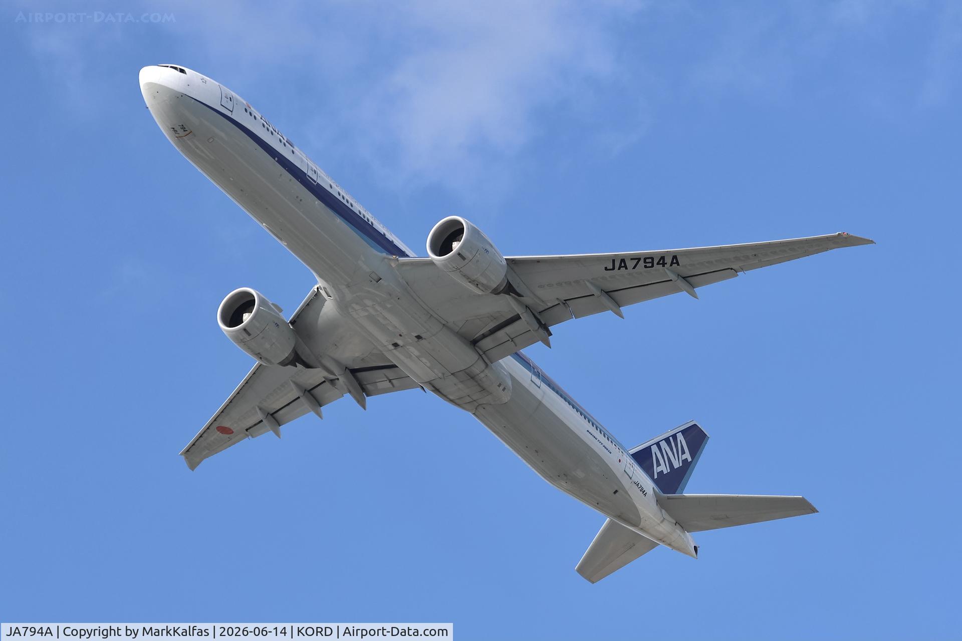 Aircraft JA794A, 2019 Boeing 777-300/ER, c/n 61513, B773 ANA Boeing 777-300/ER, JA794A departing 28R KORD, at KORD, photo by MarkKalfas