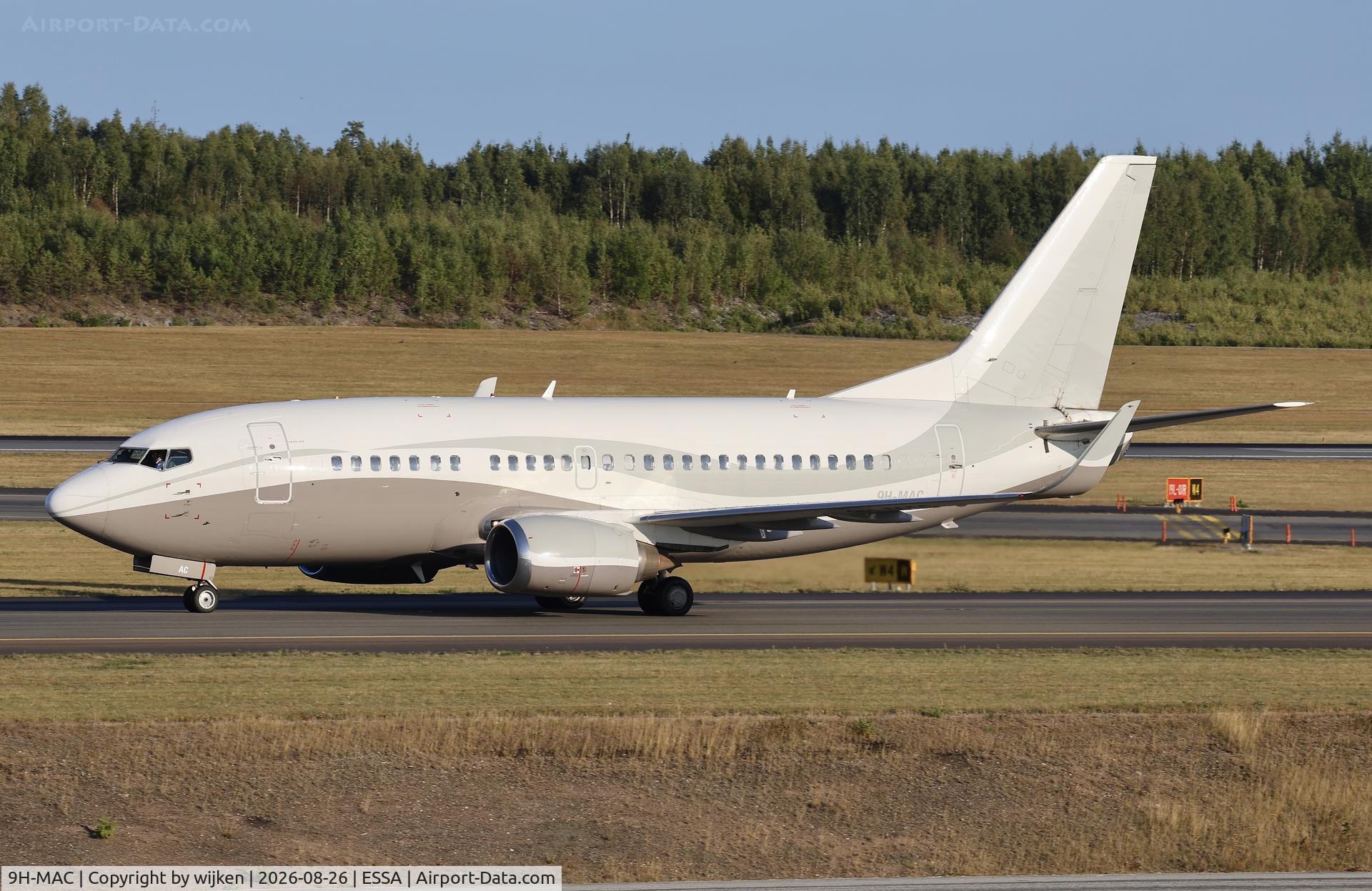 Aircraft 9H-MAC, 1990 Boeing 737-548, c/n 24968 l/n 1975, Twy W, at ESSA, photo by wijken