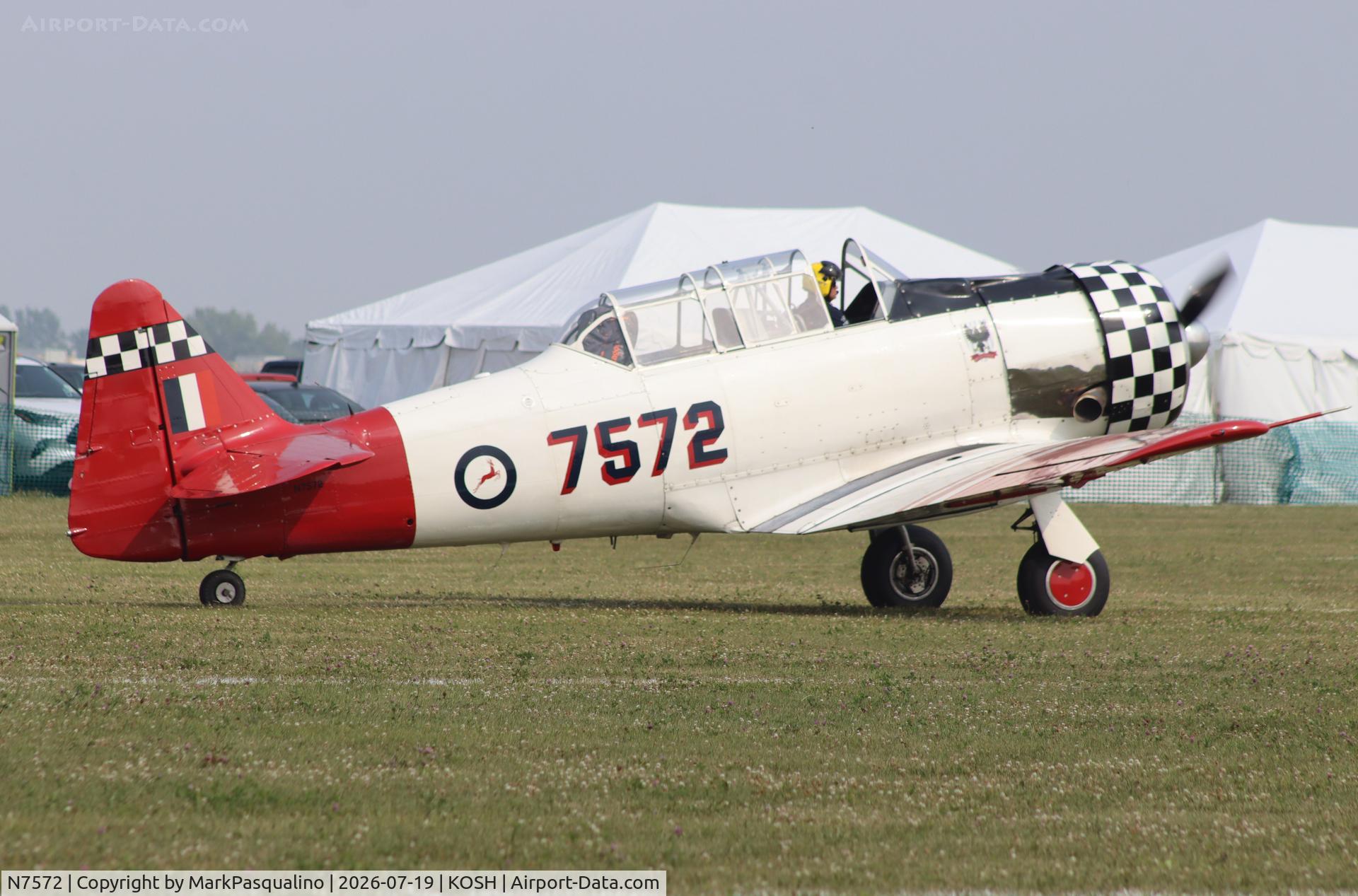 Aircraft N7572, 1941 North American AT-6D Texan, c/n 41-34018, North American AT-6D, at KOSH, photo by MarkPasqualino