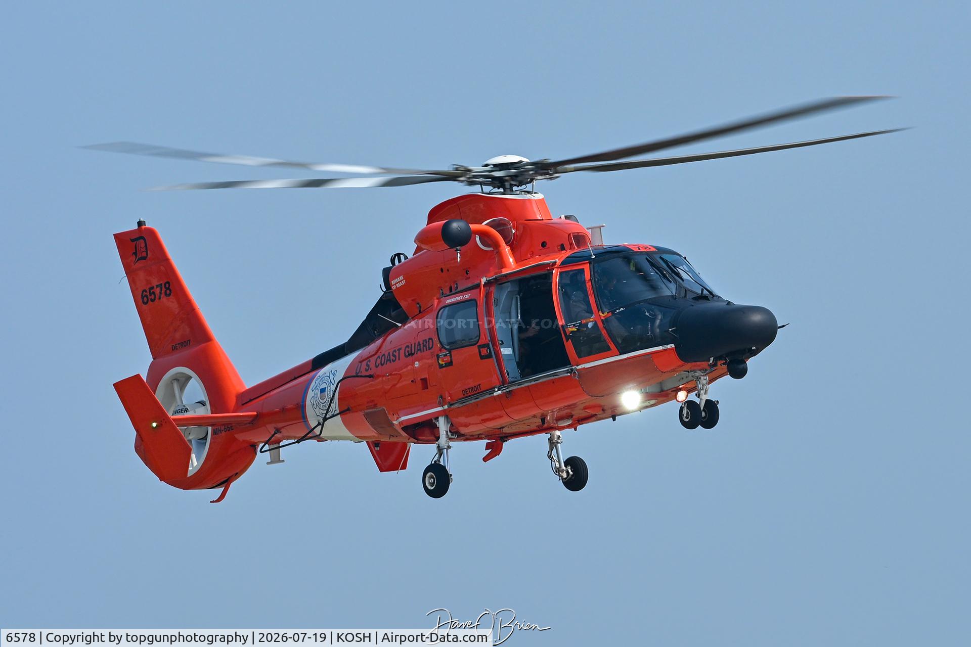 Aircraft 6578, Aerospatiale HH-65C Dolphin, c/n 6275, Dolphin arriving from Detroit, at KOSH, photo by topgunphotography