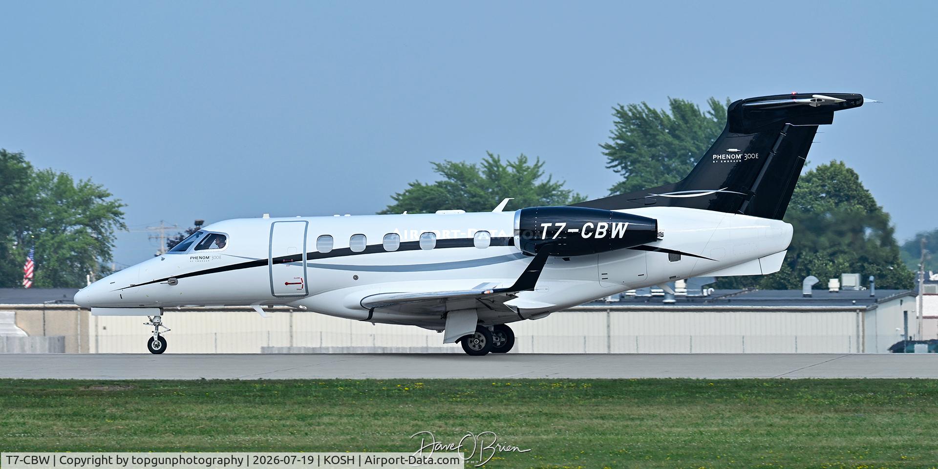 Aircraft T7-CBW, 2022 Embraer Phenom 300E (EMB-505), c/n 50500684, Oshkosh 26, at KOSH, photo by topgunphotography