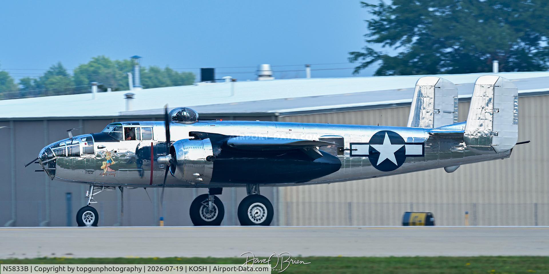 Aircraft N5833B, 1945 North American B-25J Mitchell Mitchell, c/n 108-47735, Oshkosh 26, at KOSH, photo by topgunphotography
