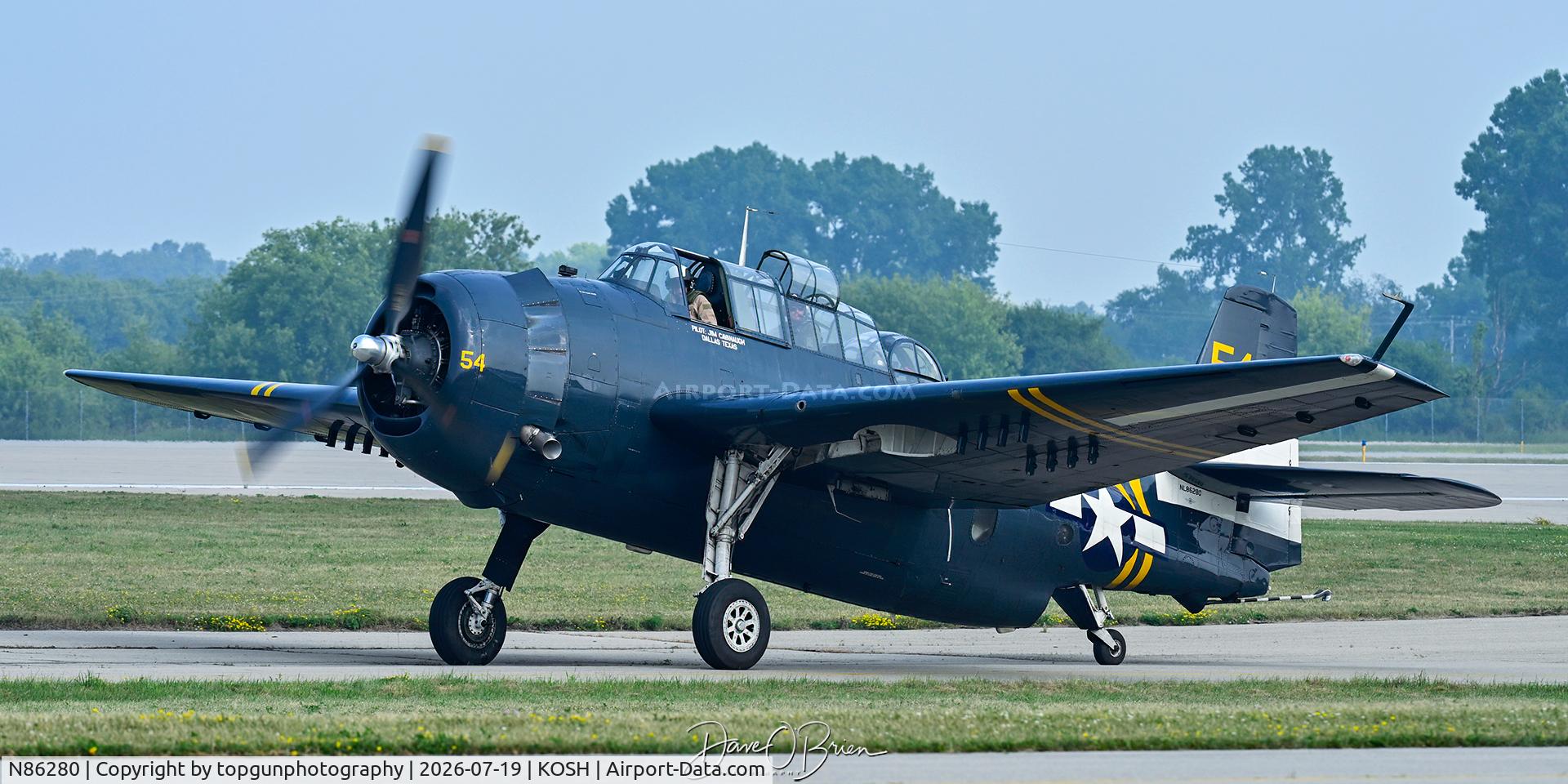 Aircraft N86280, Grumman TBM-3E Avenger, c/n 86280, Oshkosh 26, at KOSH, photo by topgunphotography