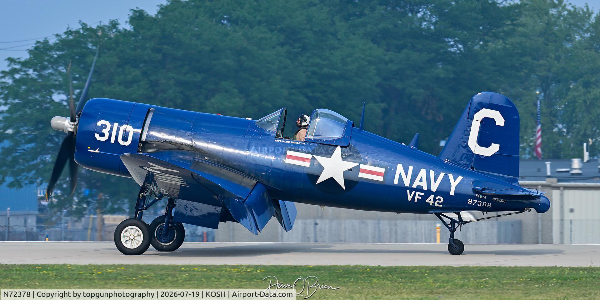 Aircraft N72378, 1946 Vought F4U-4 Corsair, c/n 9542, Oshkosh 26, at KOSH, photo by topgunphotography