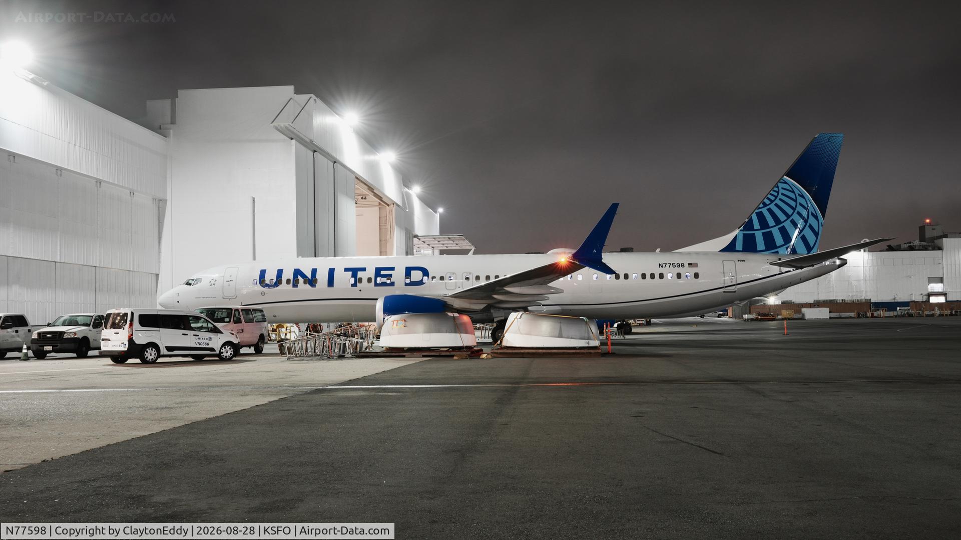 Aircraft N77598, 2025 Boeing 737 MAX 9, c/n 43448 l/n 9104, SFO 2026, at KSFO, photo by ClaytonEddy
