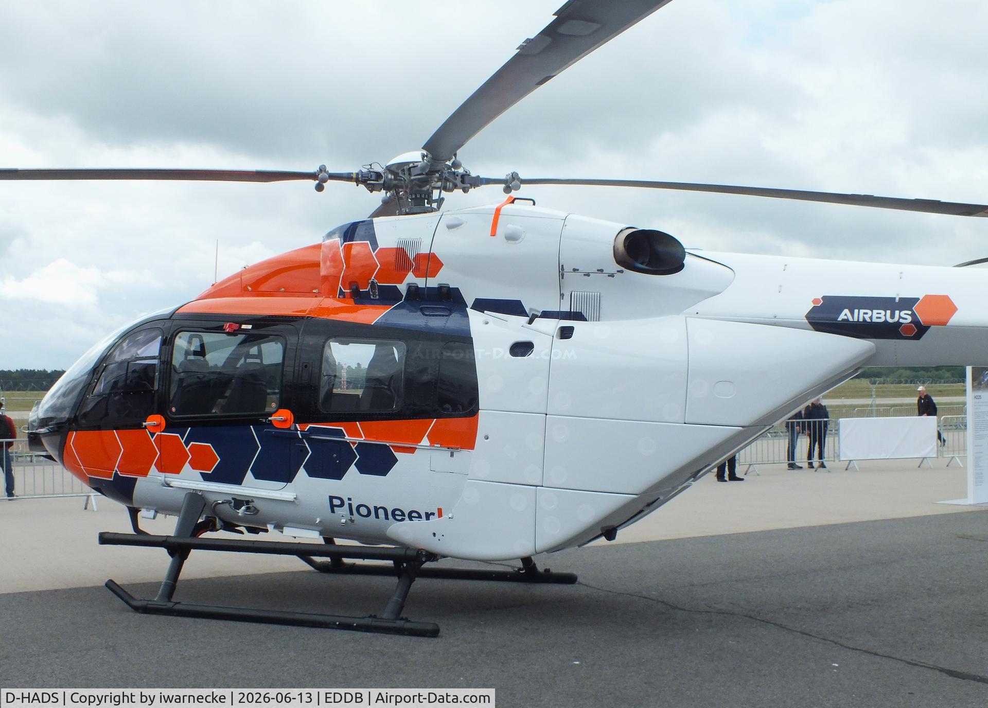 Aircraft D-HADS, Airbus H-145T-2, c/n 20007, Airbus Helicopters H145 (EC145T2) PioneerLab research helicopter at ILA 2026, Berlin, at EDDB, photo by iwarnecke