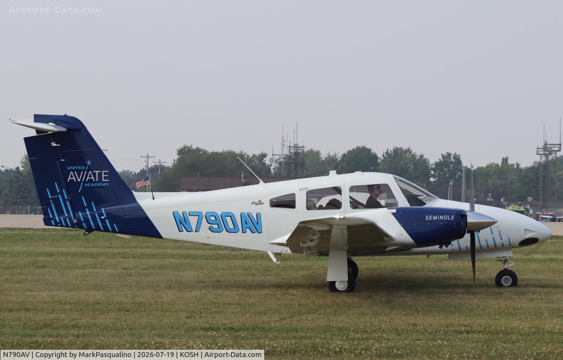 Aircraft N790AV, 2026 Piper PA-44-180 Seminole, c/n 4496641, Piper PA-44-180, at KOSH, photo by MarkPasqualino