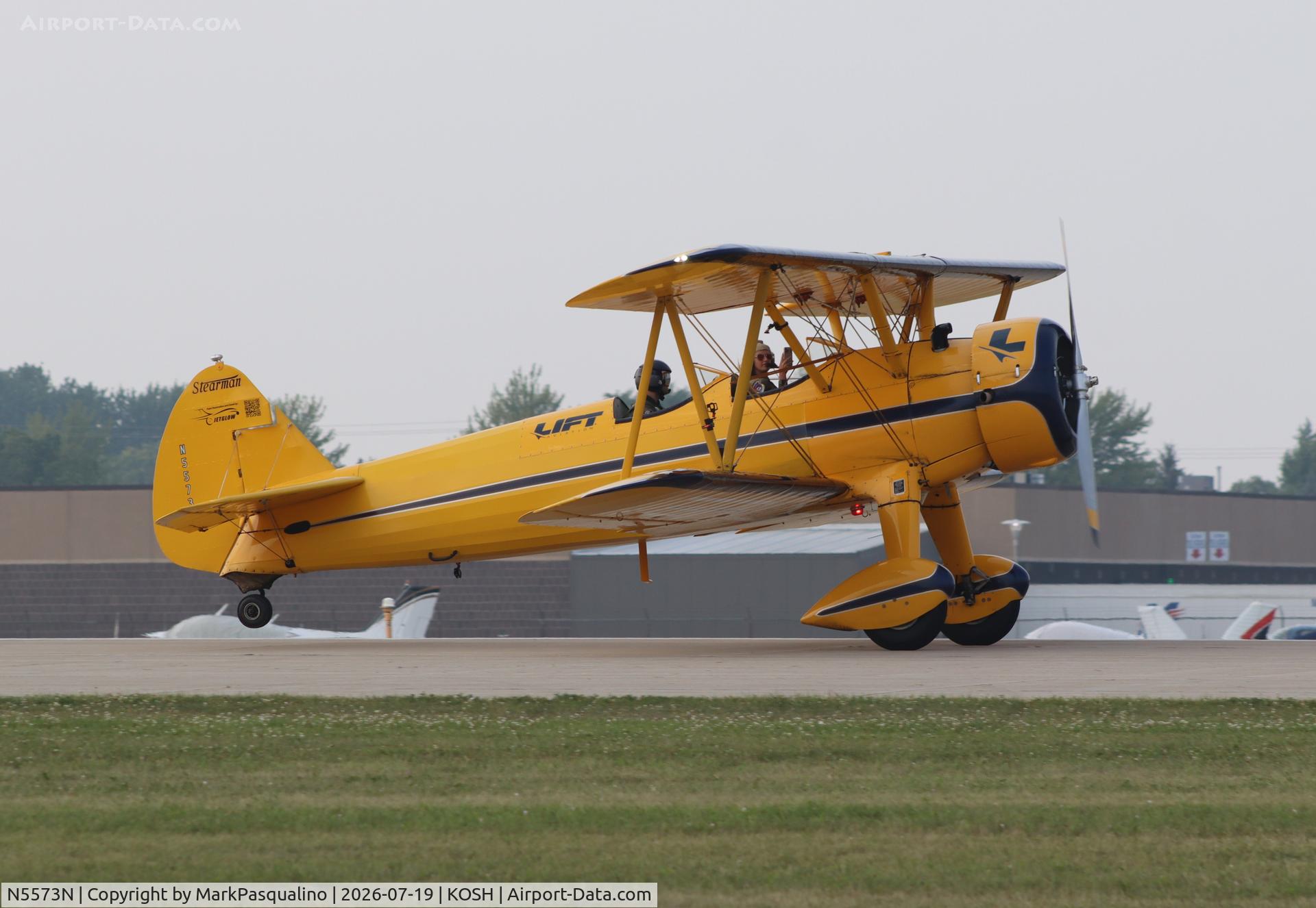 Aircraft N5573N, 1943 Boeing B75N1, c/n 75-7622, Stearman, at KOSH, photo by MarkPasqualino